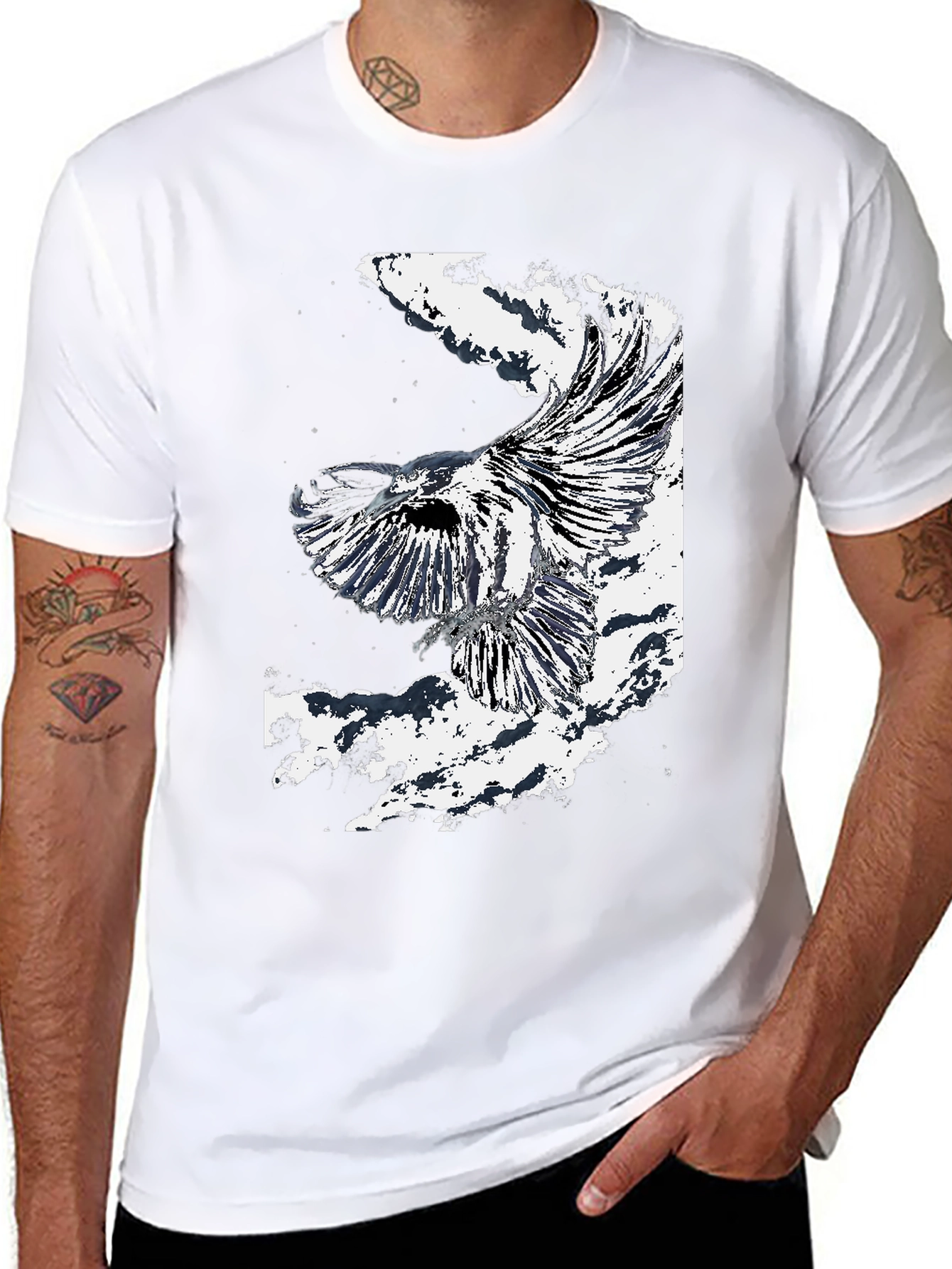Black T-Shirt with Eagle Graphic Design
