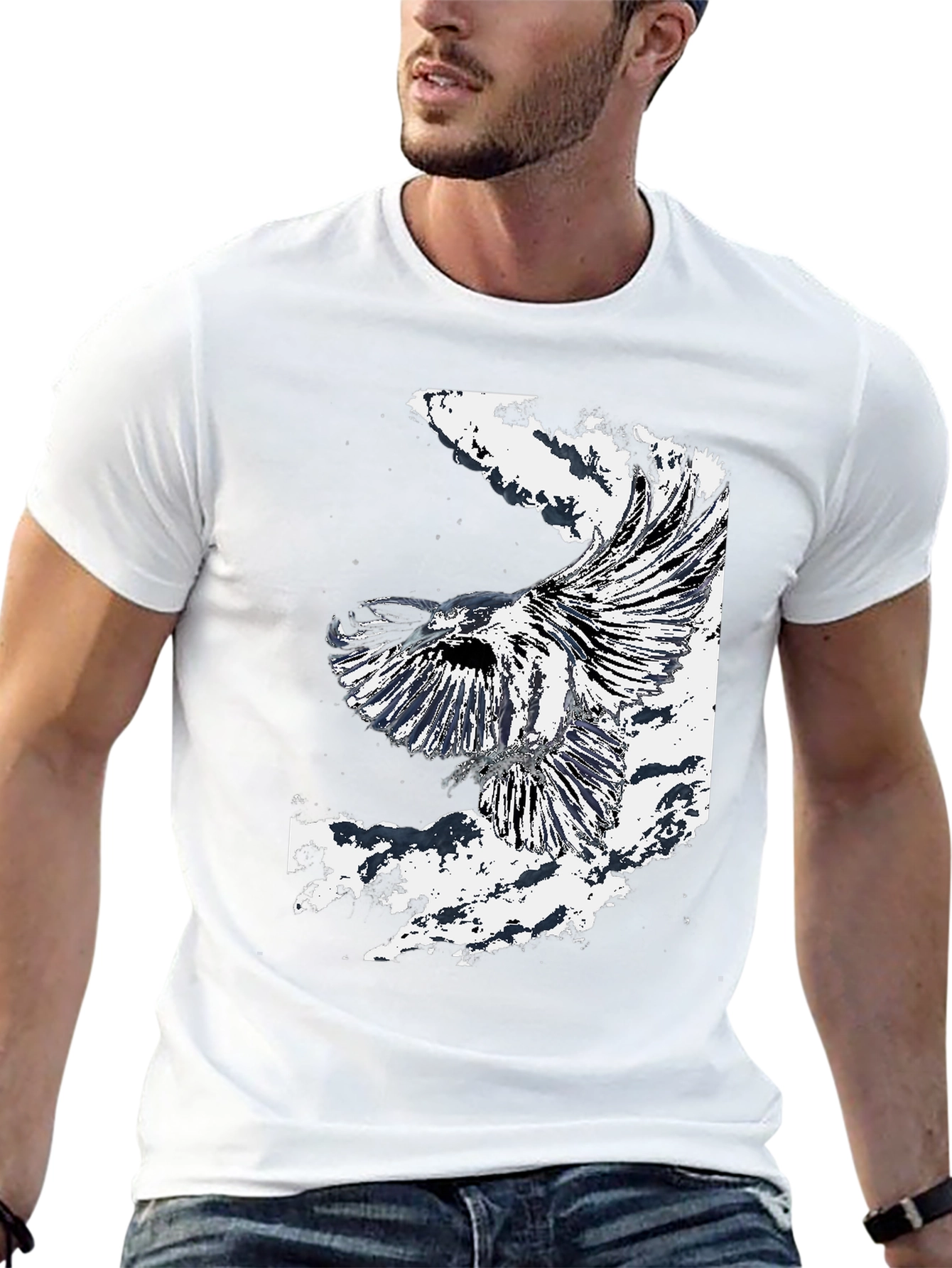 Black T-Shirt with Eagle Graphic Design