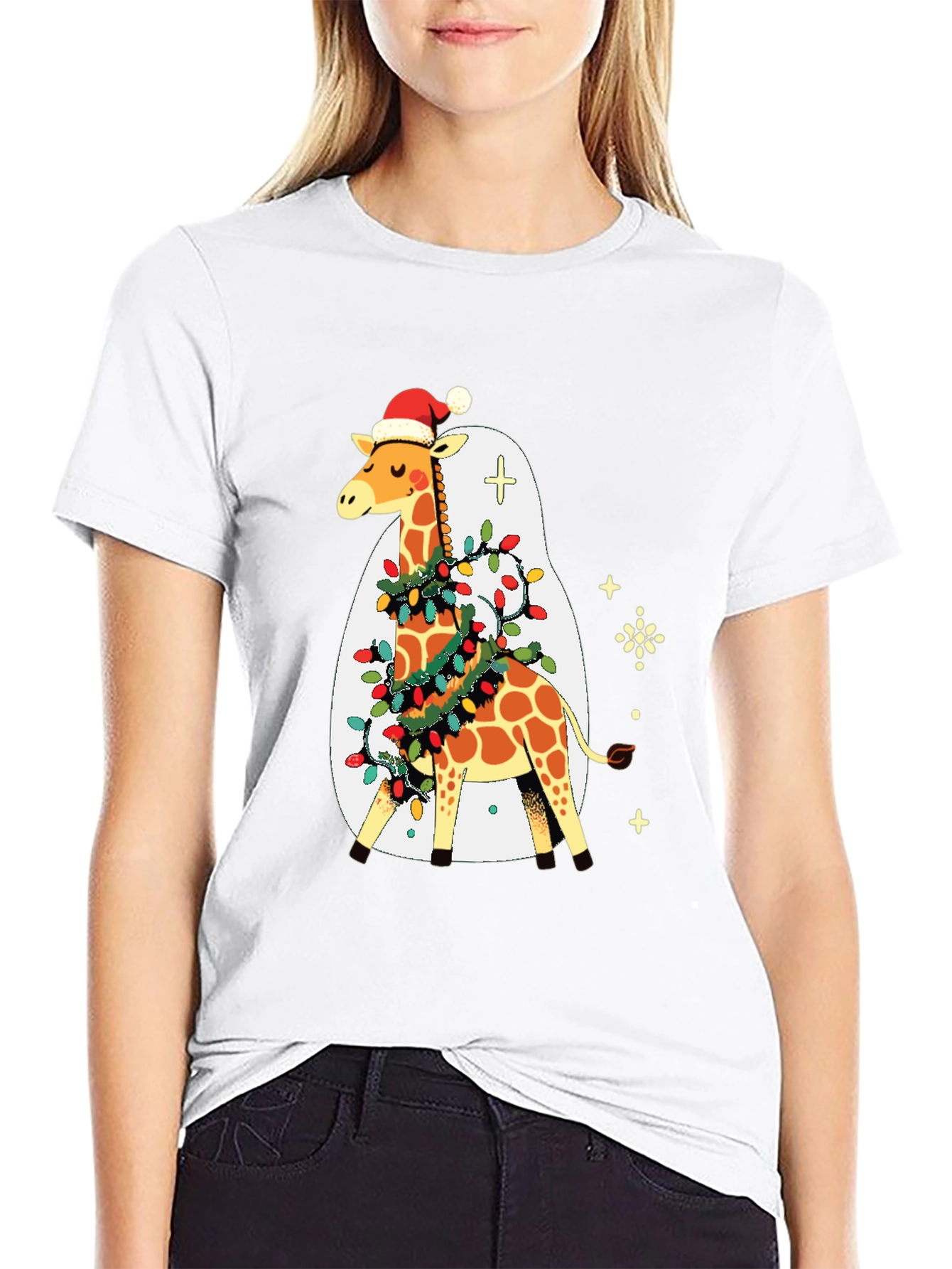 Festive Giraffe Christmas T-Shirt