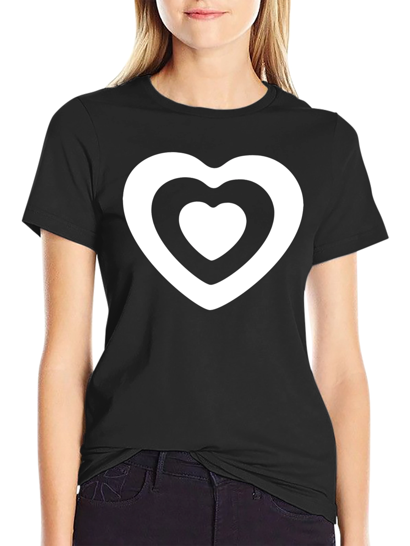 Heart Within a Heart Graphic Tee - Black
