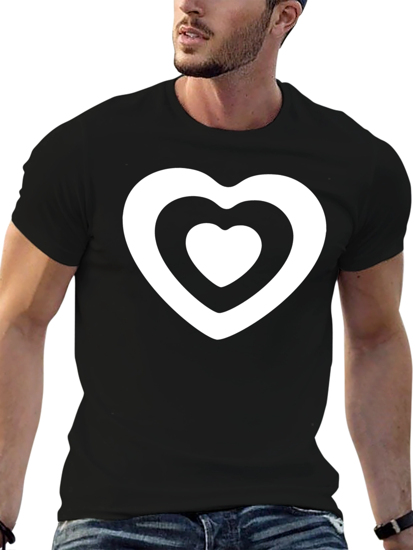 Heart Within a Heart Graphic Tee - Black