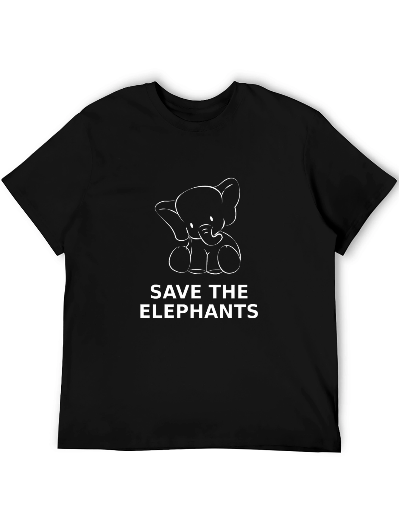 Save the Elephants Graphic Tee - Black Cotton T-Shirt
