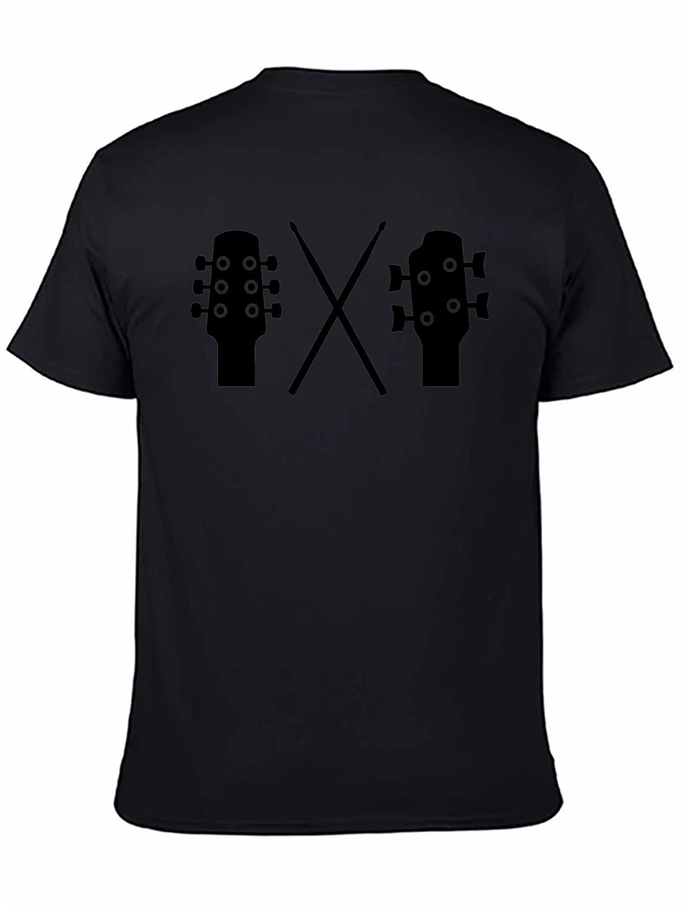 Guitar & Drums Tee - Musician Black T-Shirt