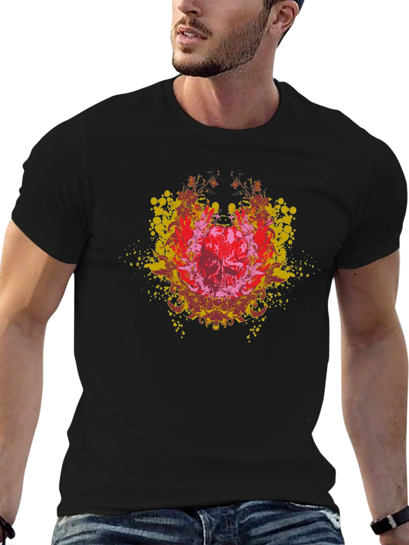 Skull Graphic Tee - Edgy Black T-Shirt