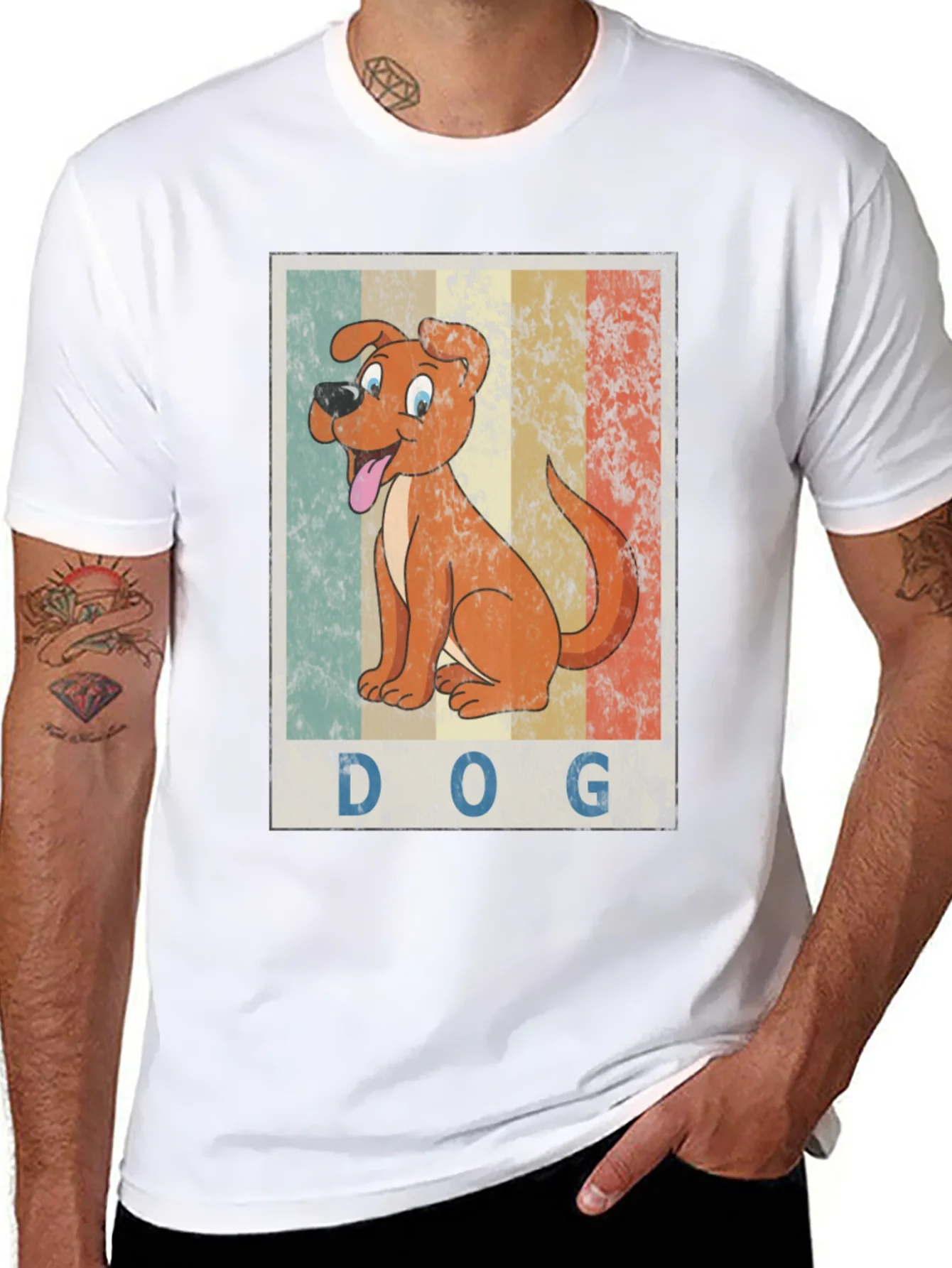 Retro Dog Graphic T-Shirt - Mens Black Tee