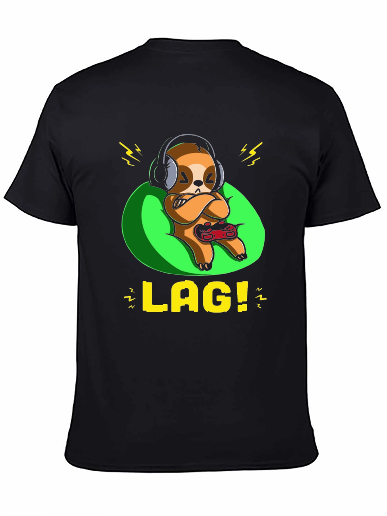 Gamer Sloth LAG! Black T-Shirt