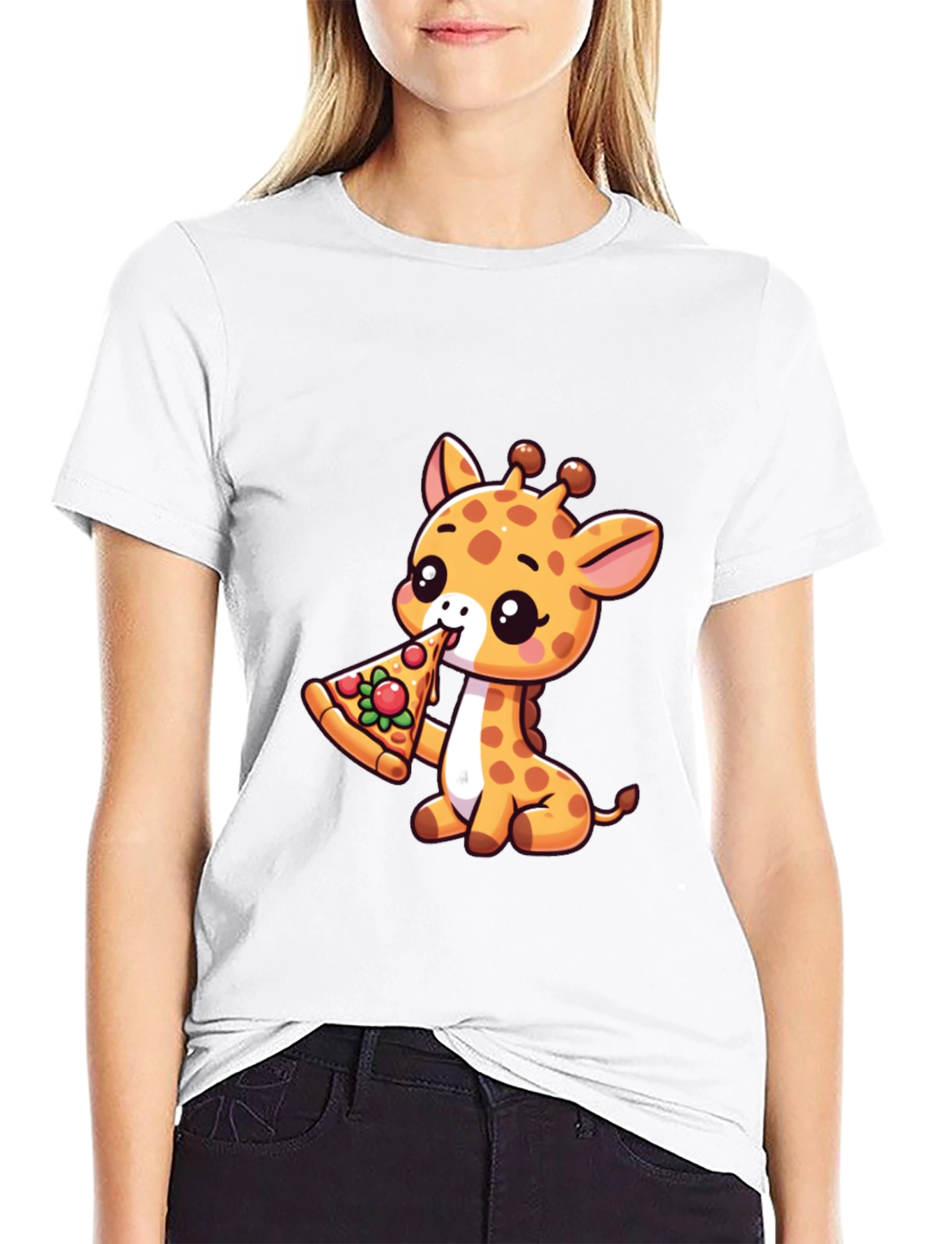 Cute Giraffe Pizza Lover T-Shirt