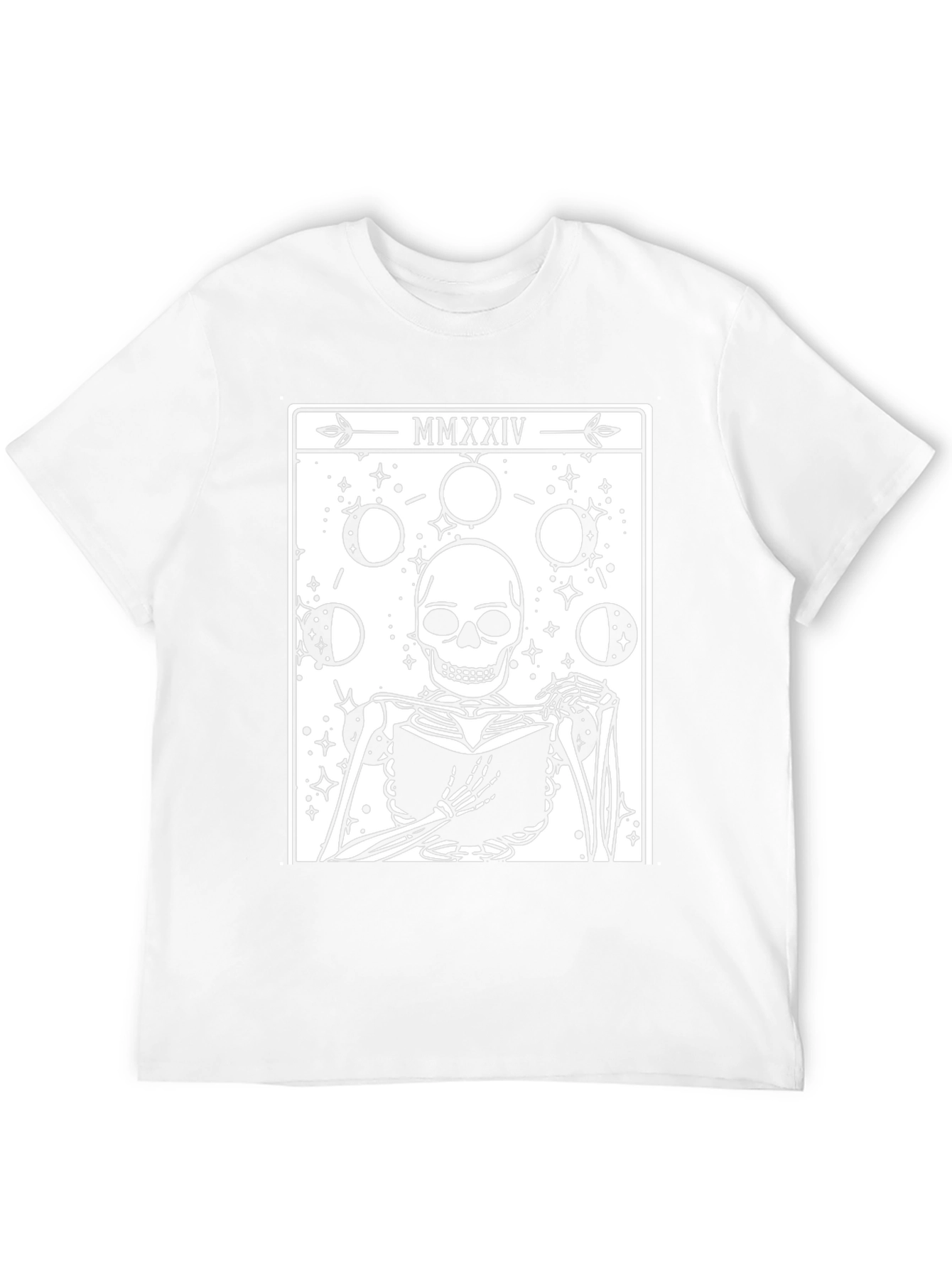 Tarot Skeleton Tee - Moon Phase Book Reader