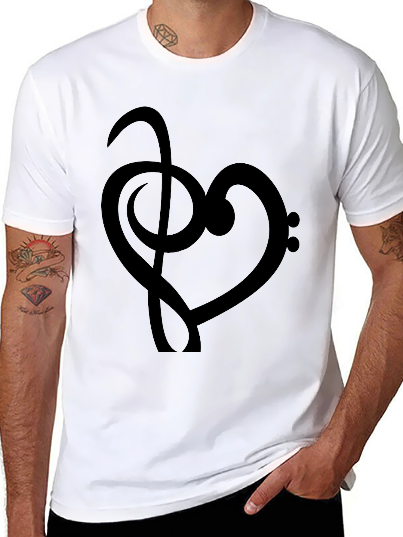 Musical Heartbeat T-Shirt - Bass Clef Love