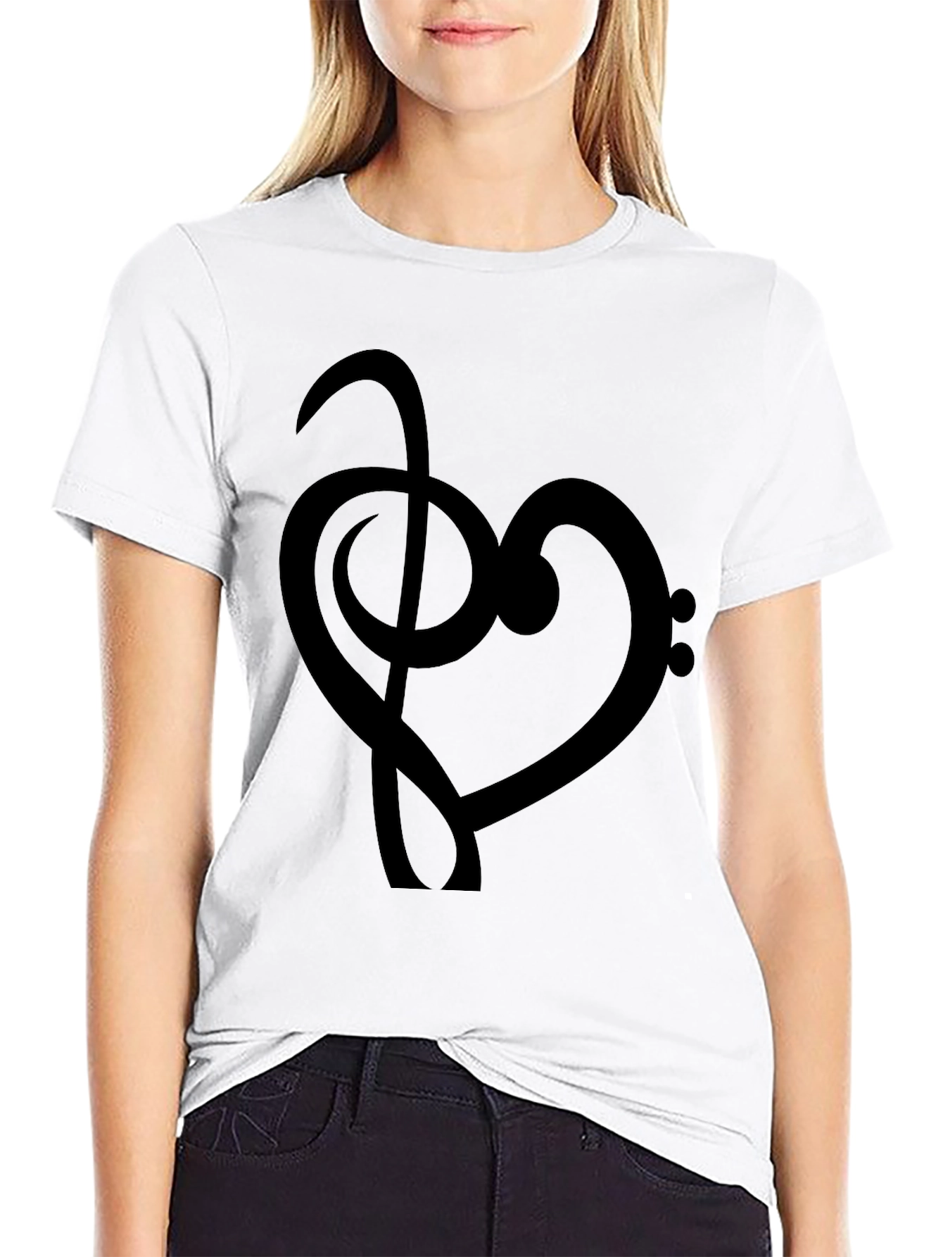 Musical Heartbeat T-Shirt - Bass Clef Love