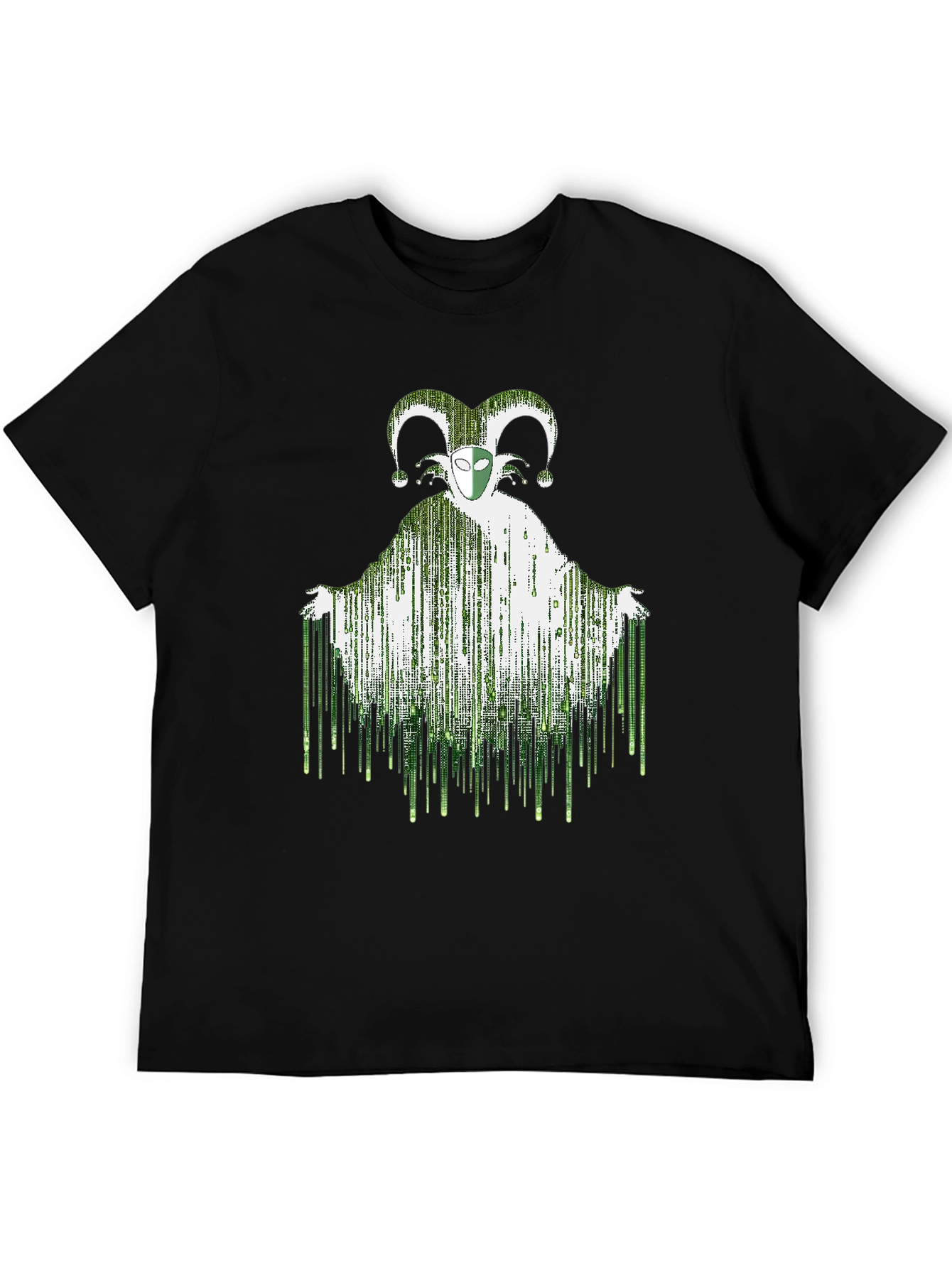 Matrix Jester Graphic Tee - Stylish Mens Black T-Shirt