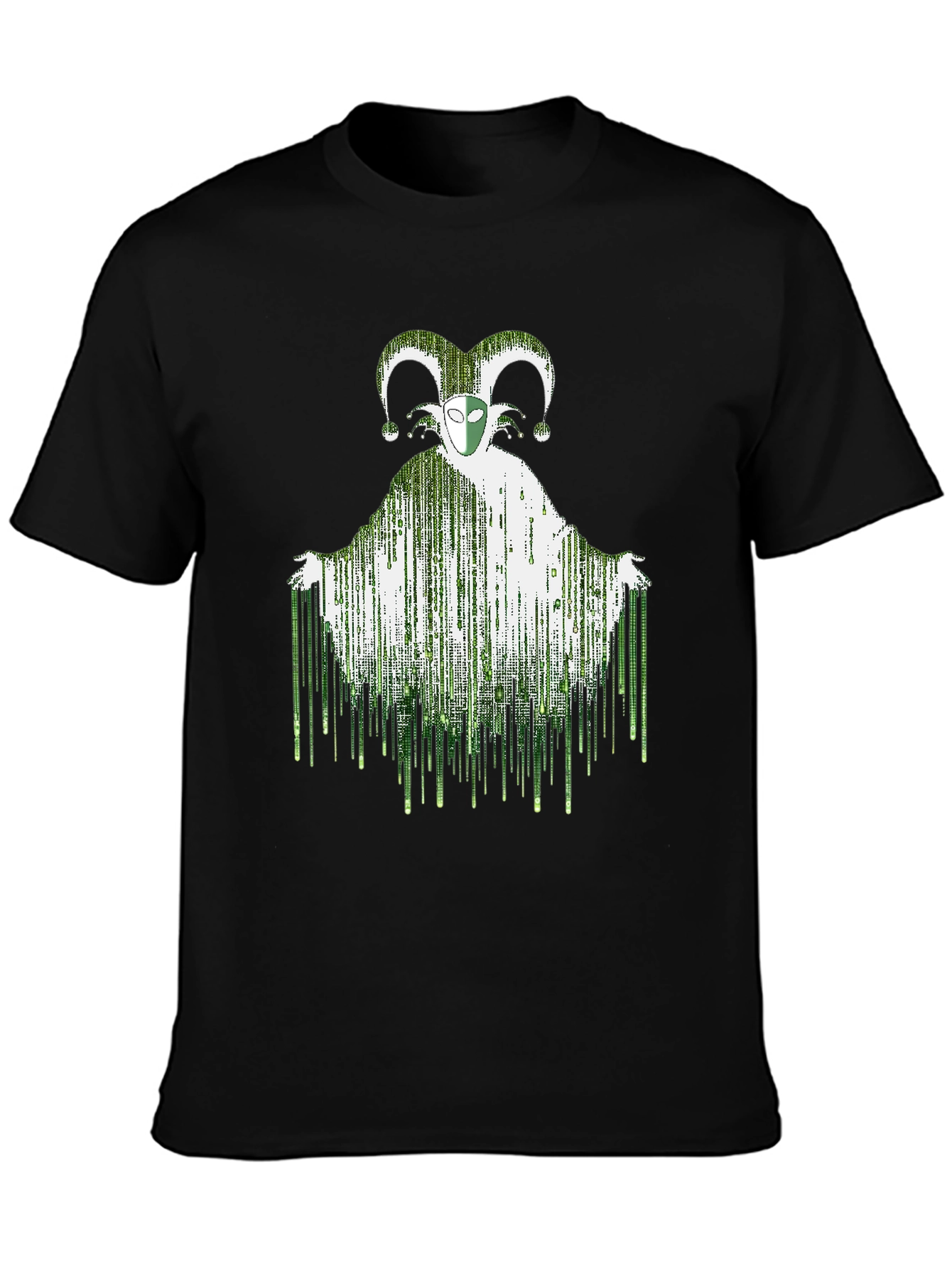 Matrix Jester Graphic Tee - Stylish Mens Black T-Shirt