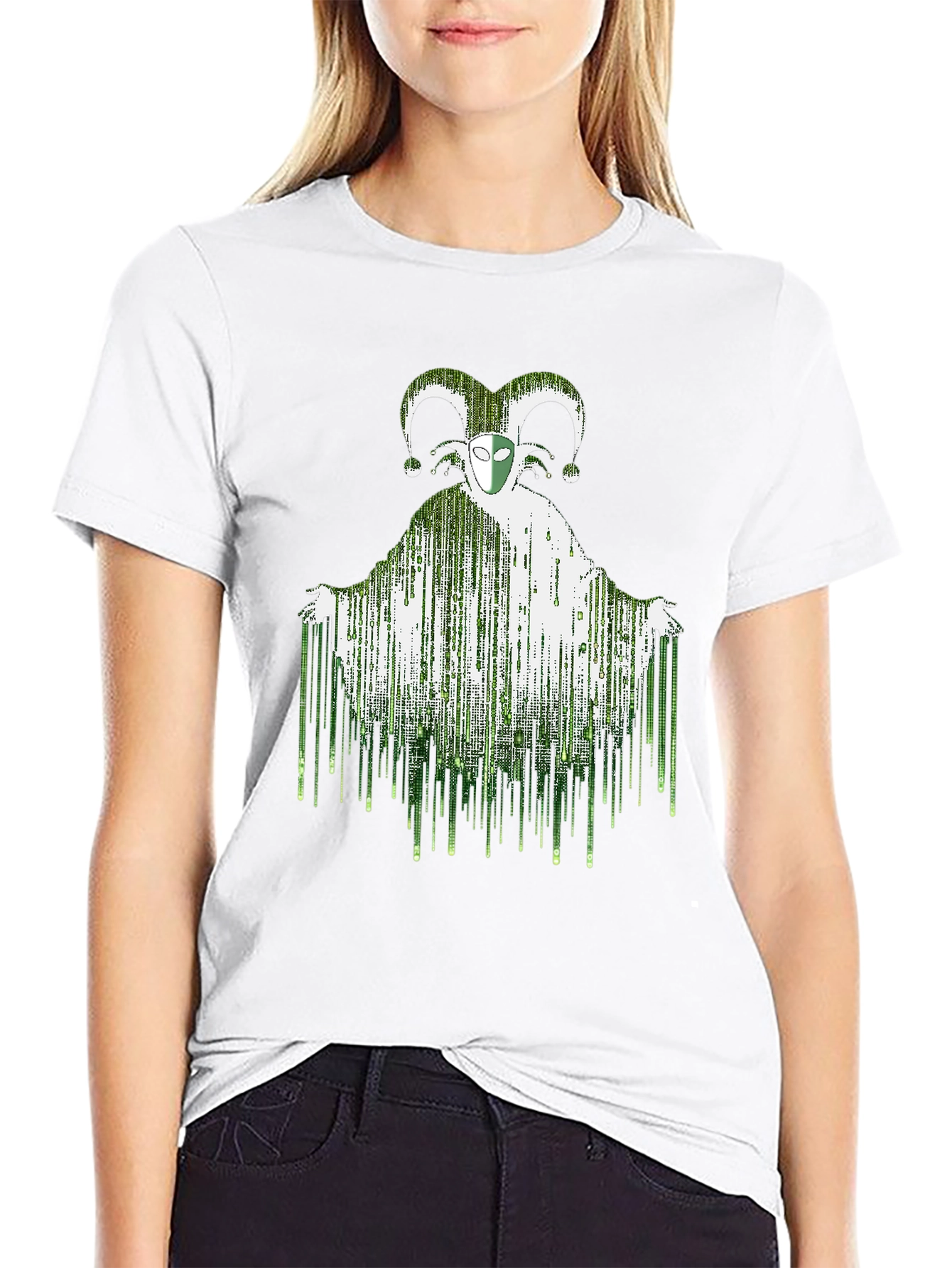 Matrix Jester Graphic Tee - Stylish Mens Black T-Shirt