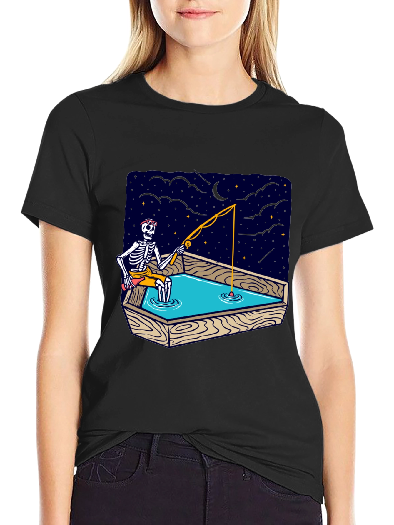 Skeleton Fishing Graphic Tee
