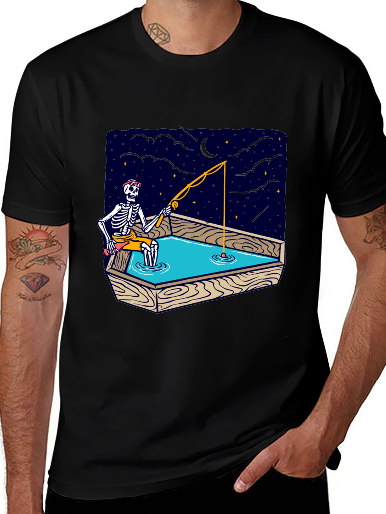 Skeleton Fishing Graphic Tee
