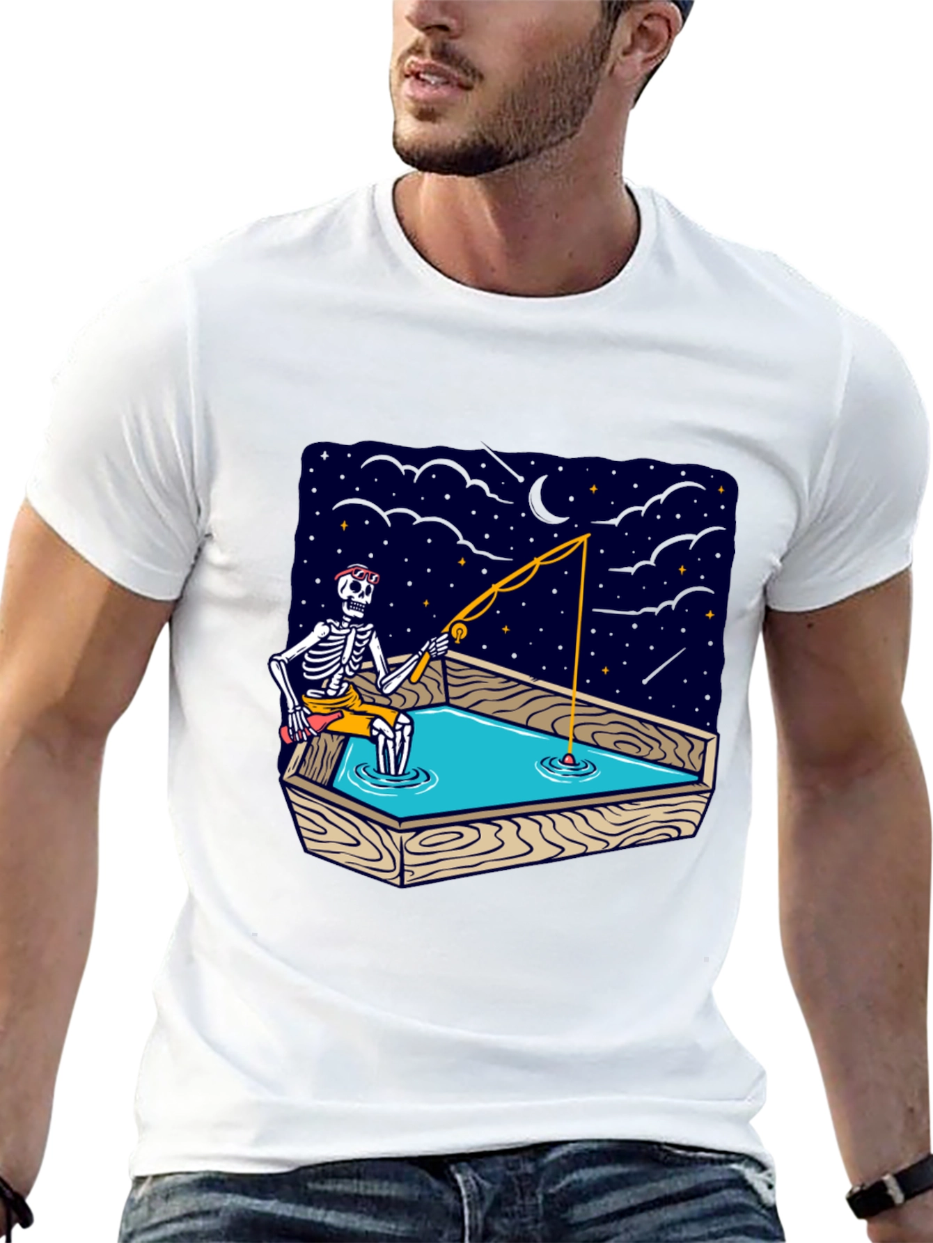 Skeleton Fishing Graphic Tee
