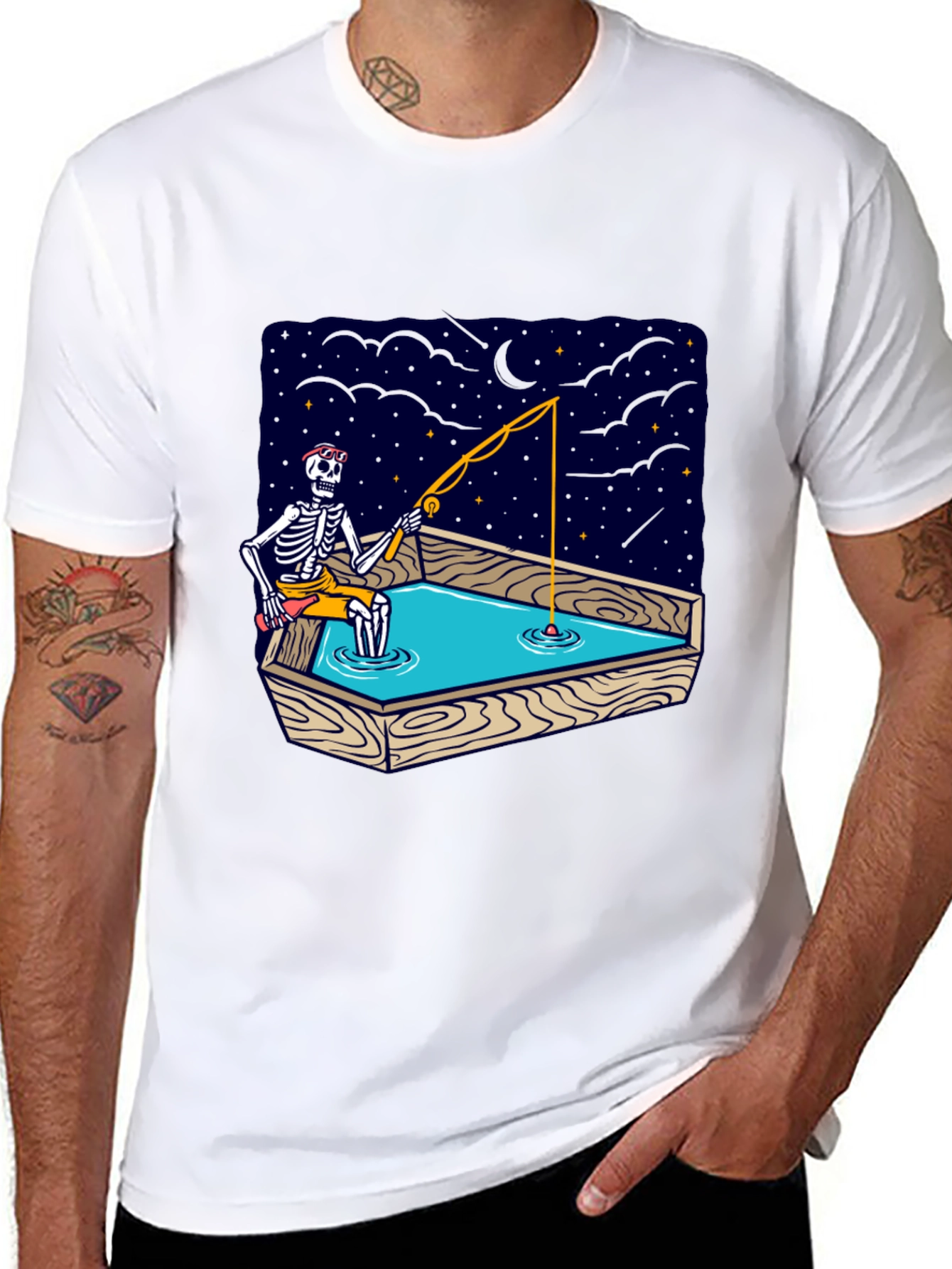 Skeleton Fishing Graphic Tee