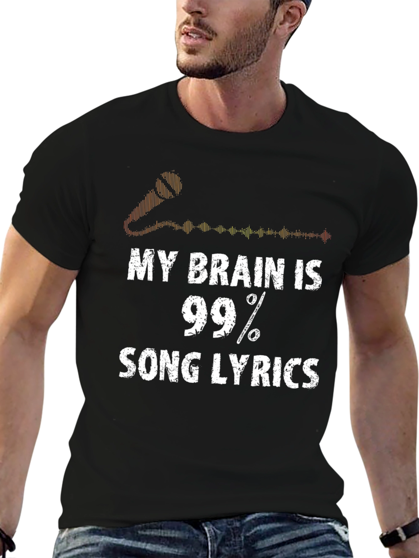 My Brain is 99% Song Lyrics Black T-Shirt
