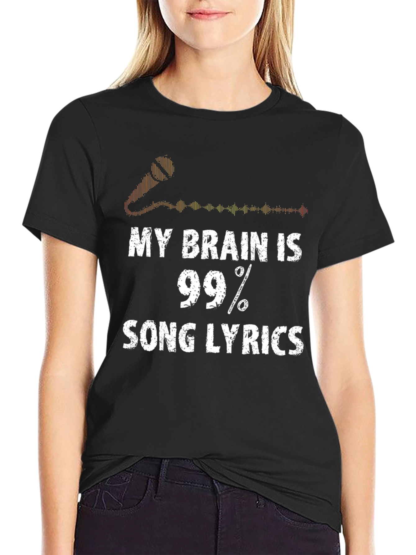 My Brain is 99% Song Lyrics Black T-Shirt
