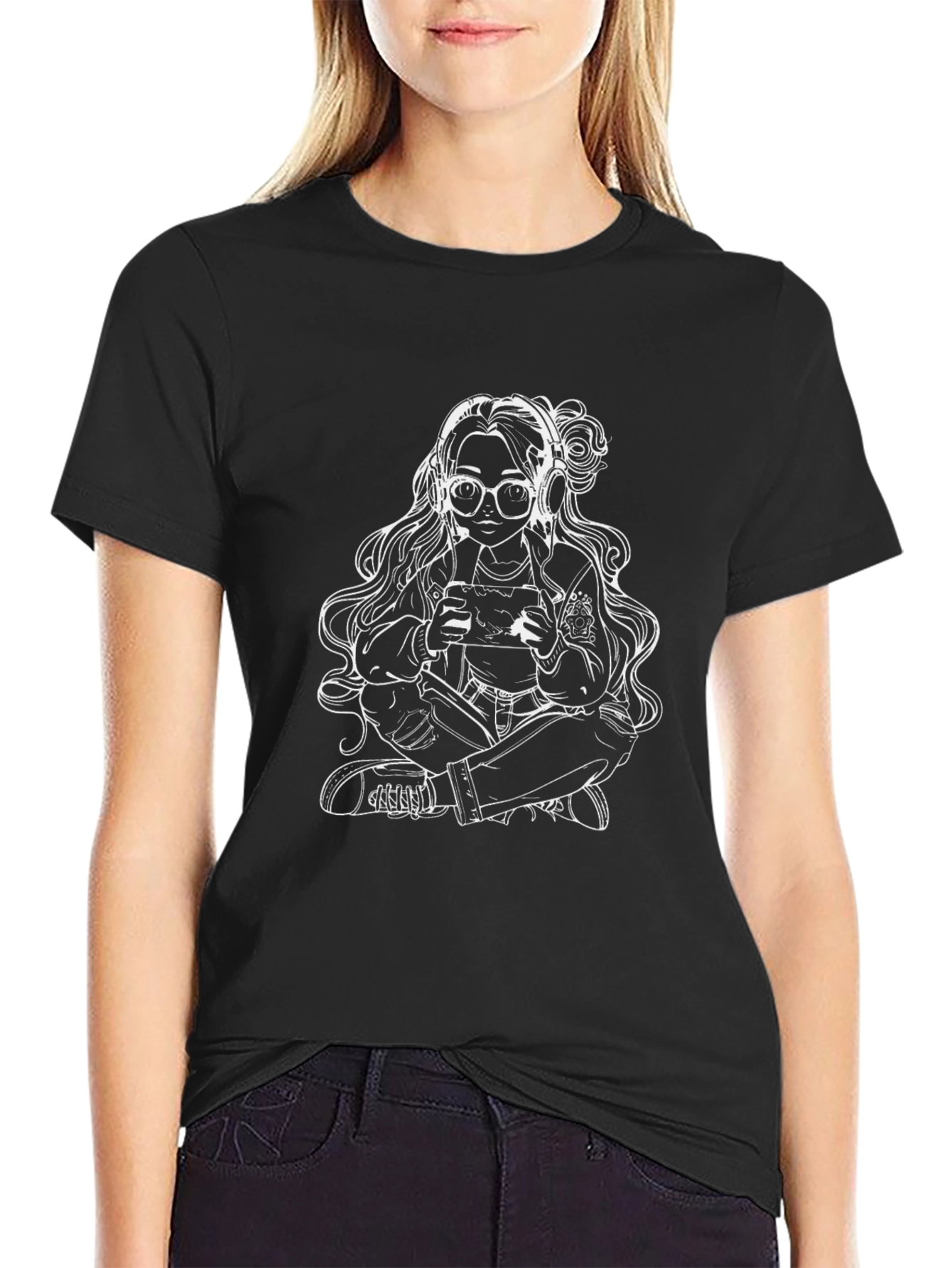 Gamer Girl Graphic Tee - Cool Black T-Shirt