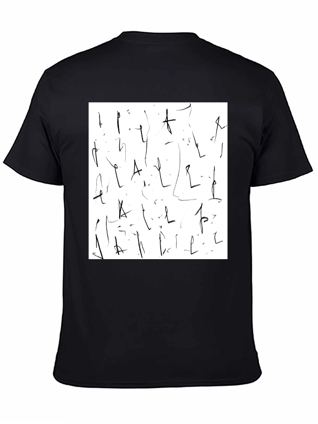 Abstract Scribble Design Black Tee