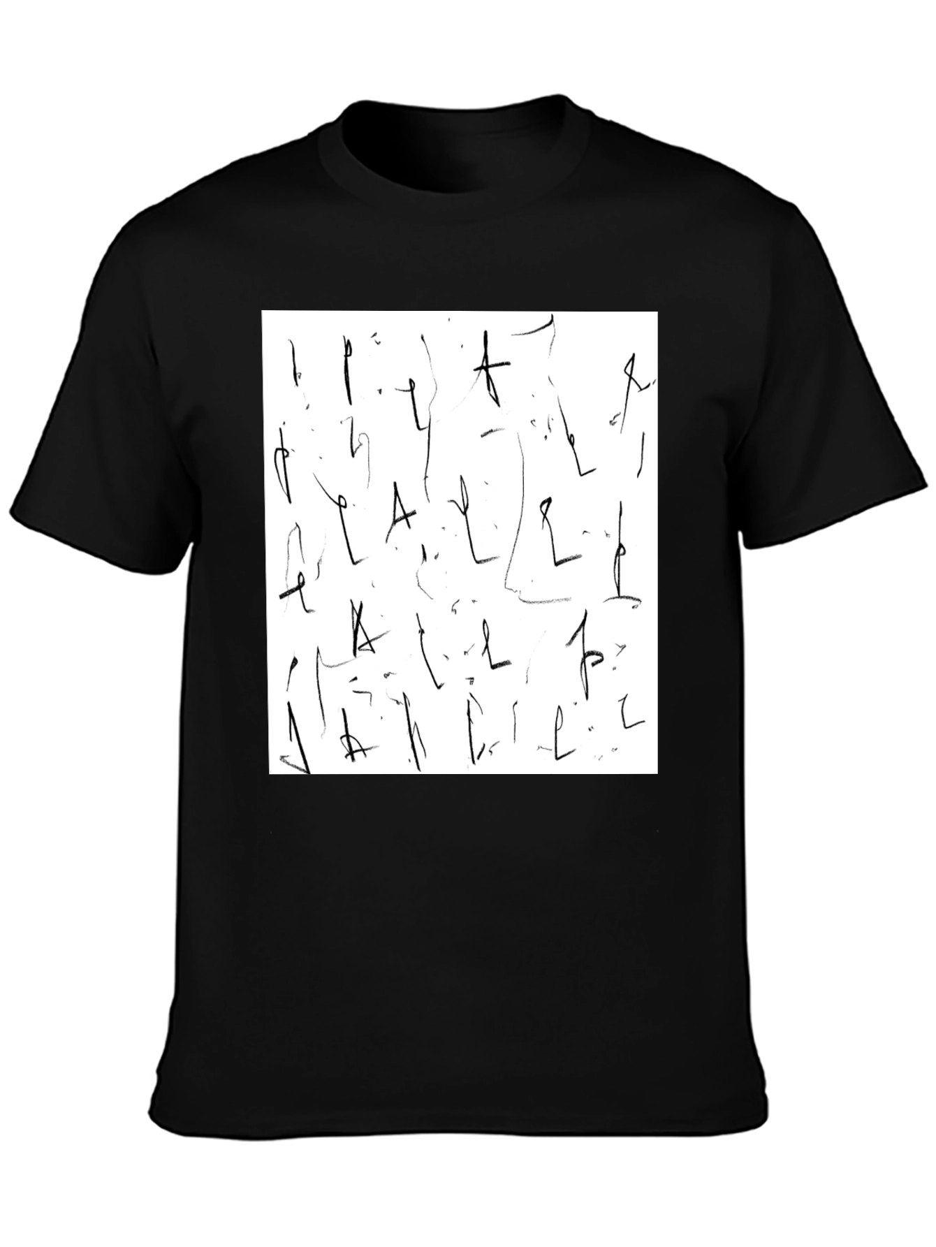Abstract Scribble Design Black Tee