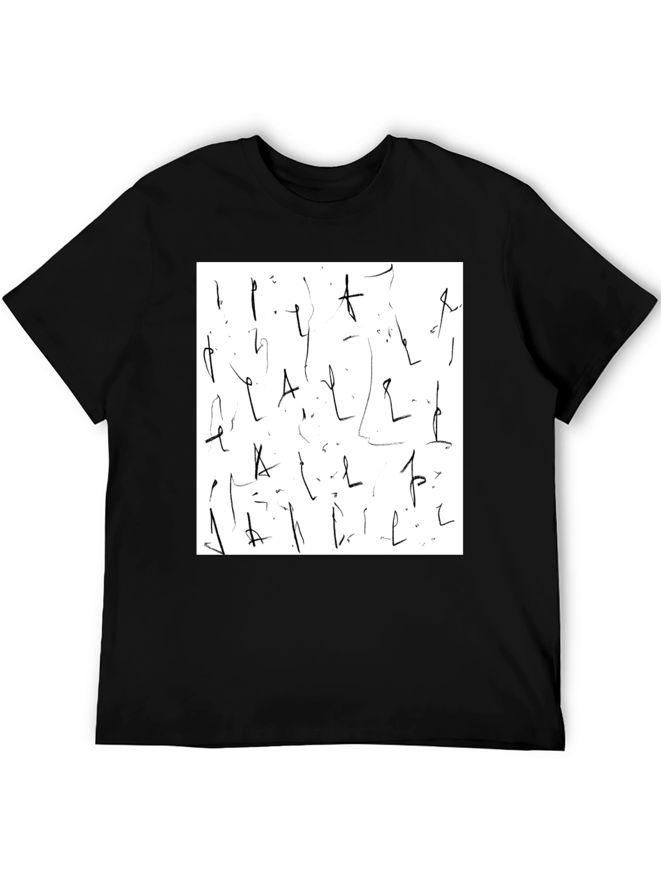 Abstract Scribble Design Black Tee