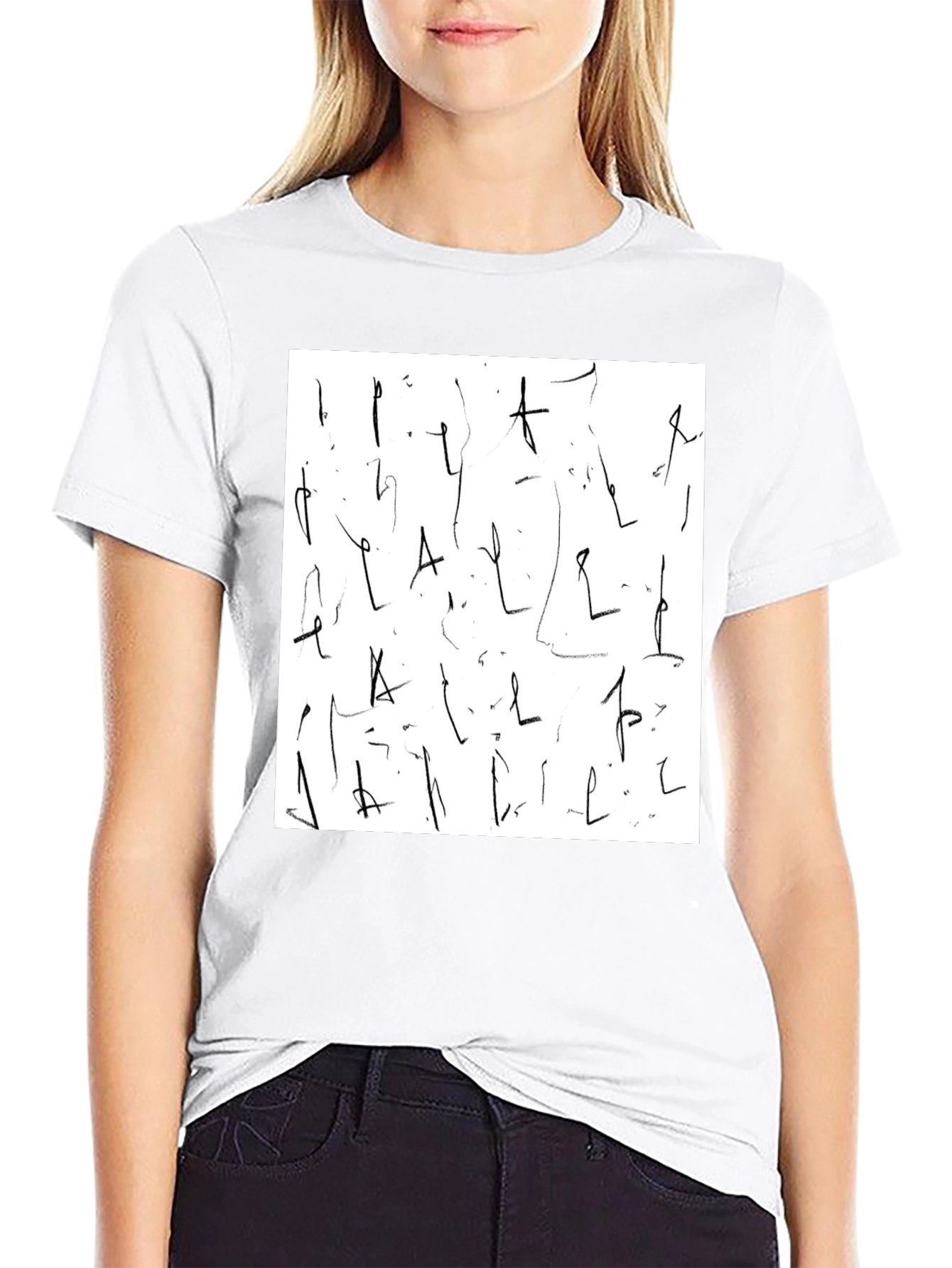 Abstract Scribble Design Black Tee