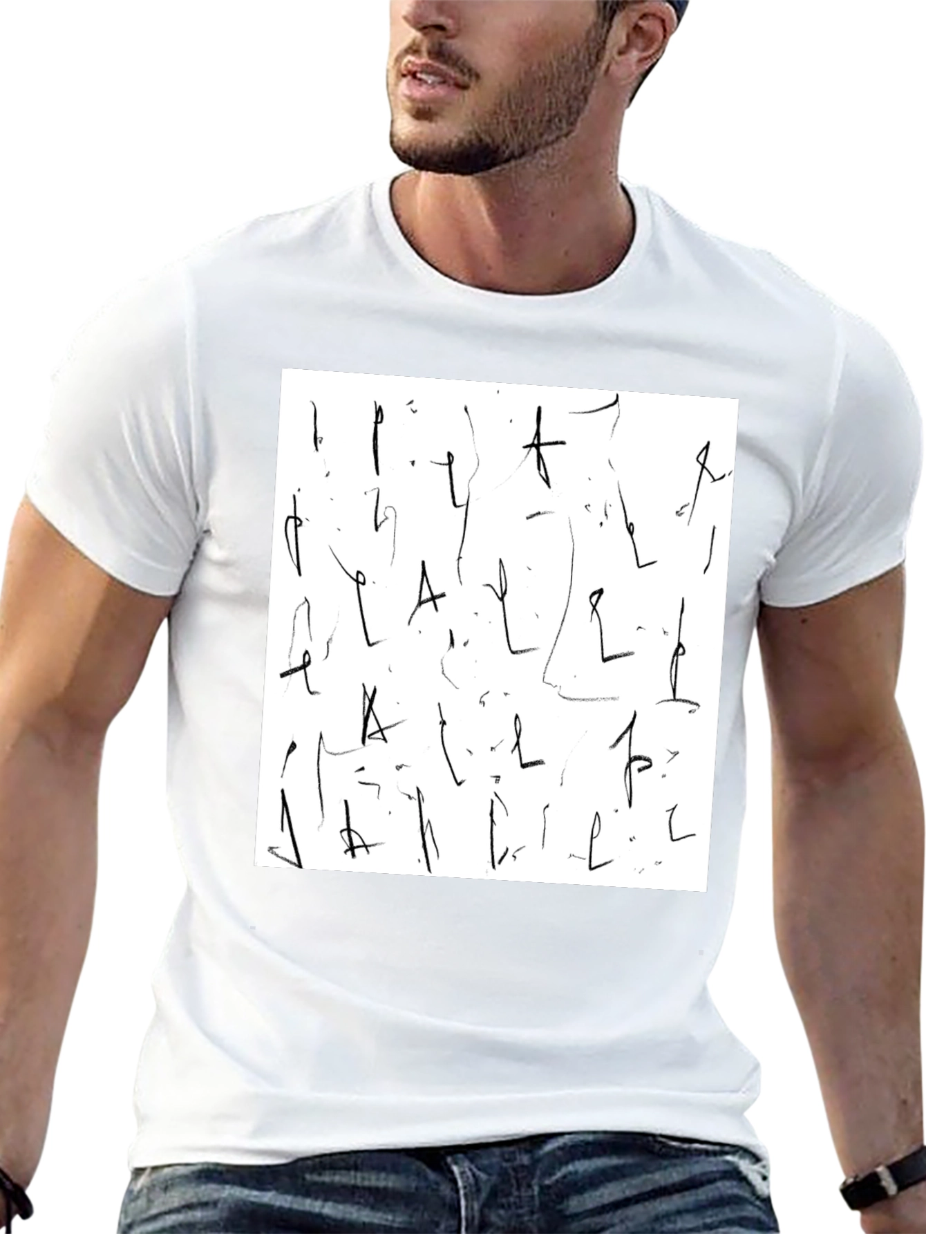 Abstract Scribble Design Black Tee