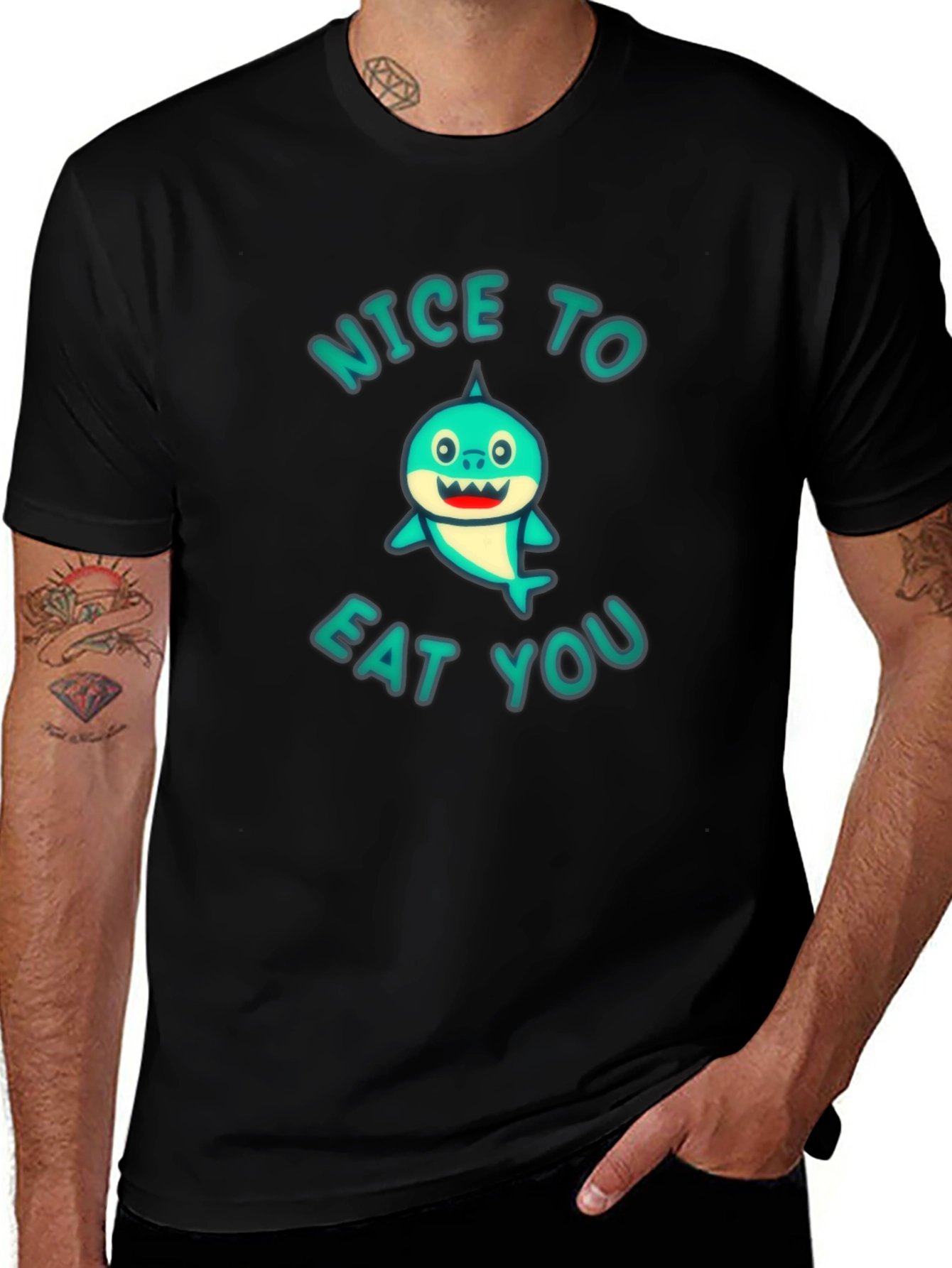 Funny Shark Graphic T-Shirt - Nice to Eat You!