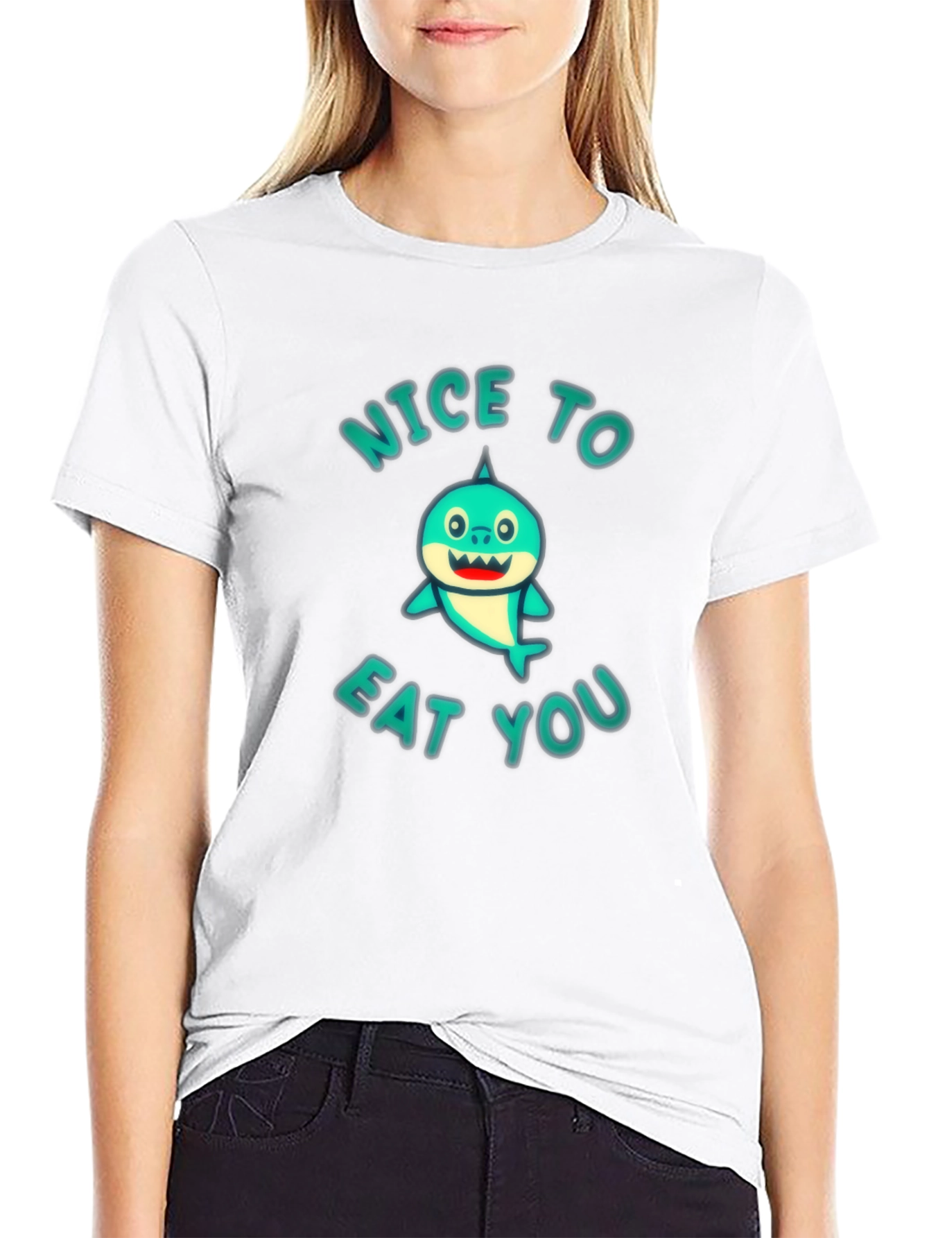 Funny Shark Graphic T-Shirt - Nice to Eat You!