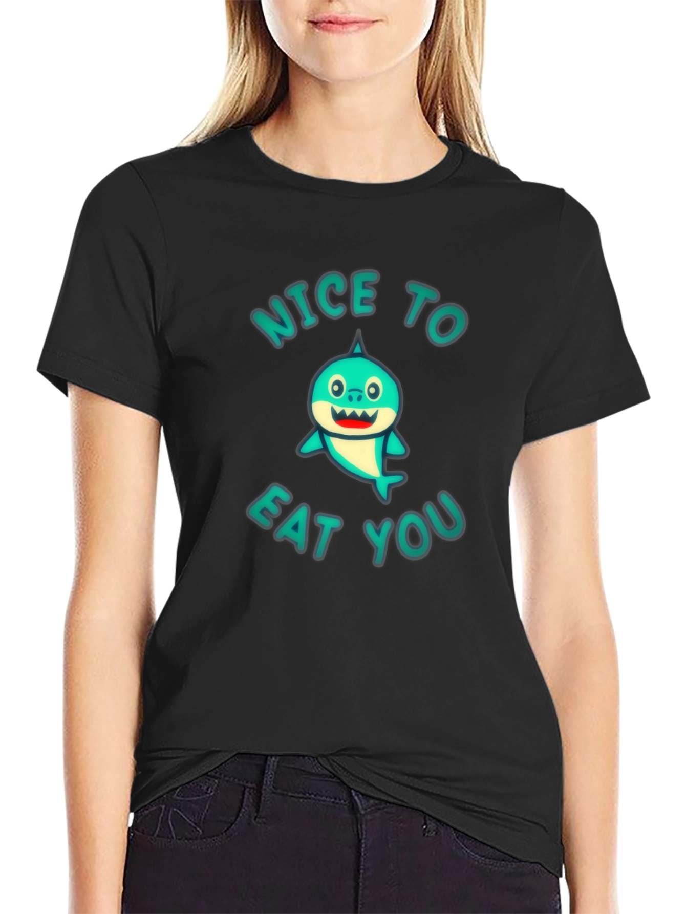 Funny Shark Graphic T-Shirt - Nice to Eat You!