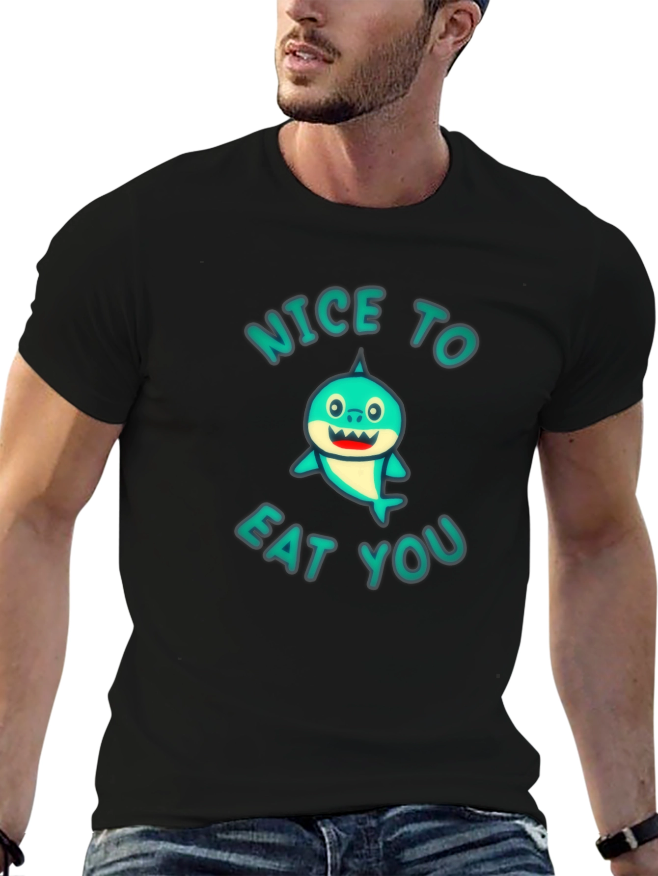 Funny Shark Graphic T-Shirt - Nice to Eat You!