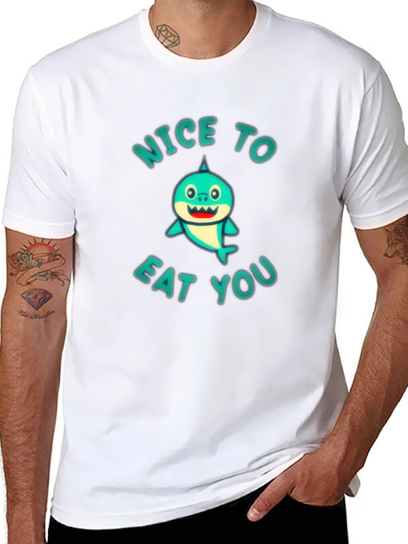 Funny Shark Graphic T-Shirt - Nice to Eat You!