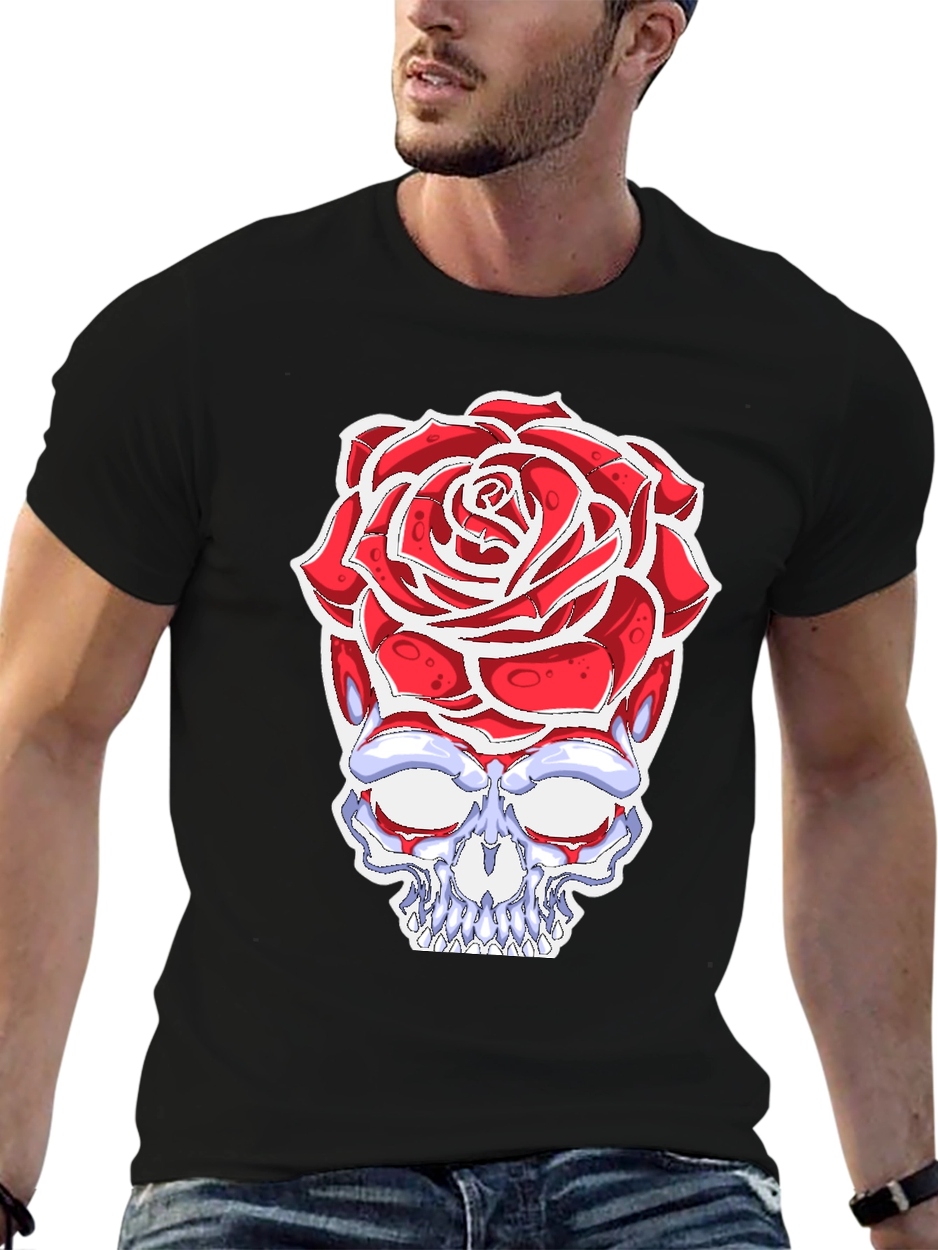 Rose Skull T-Shirt - Gothic Fashion
