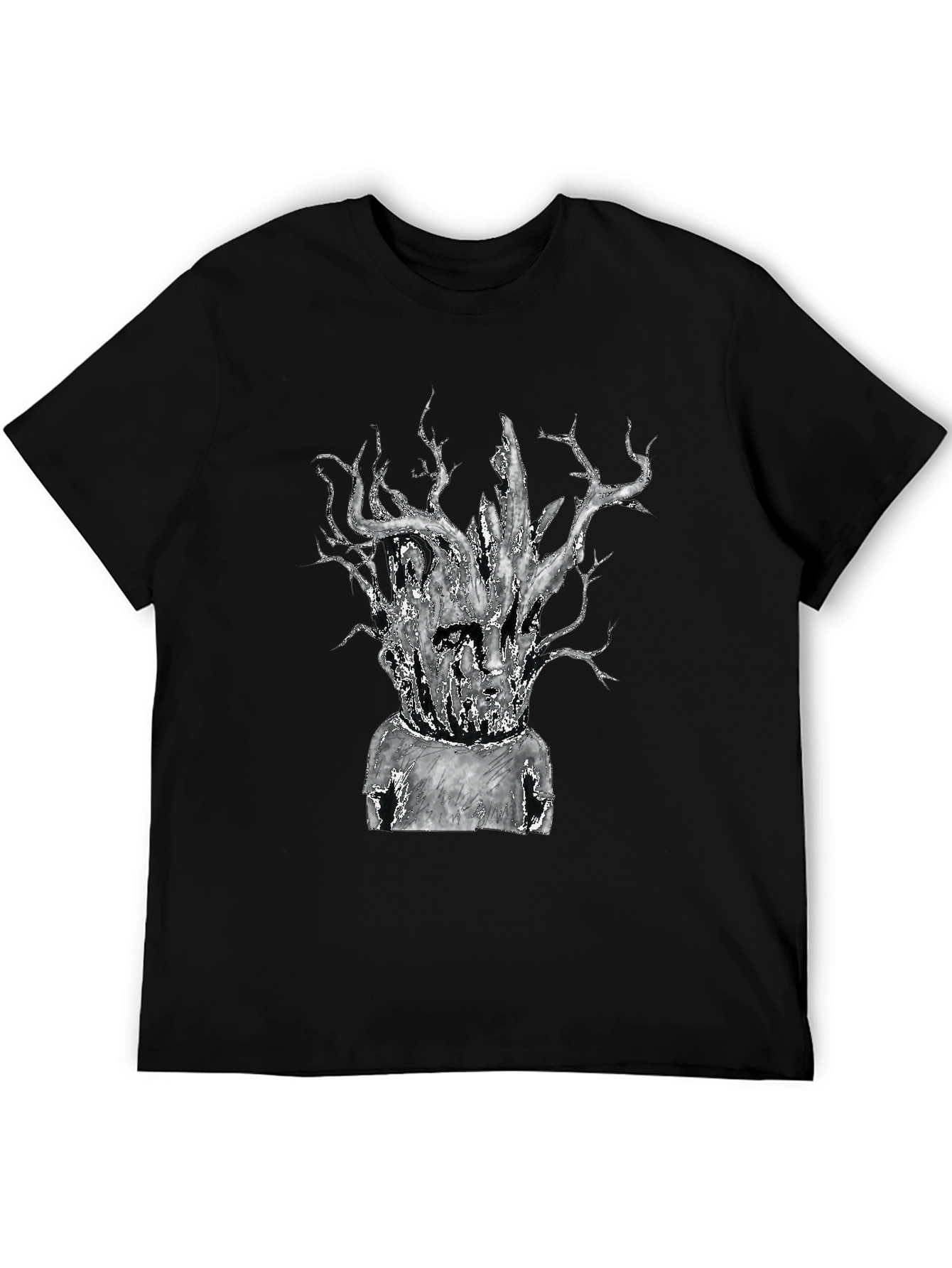 Unique Tree-Head Graphic Black T-Shirt