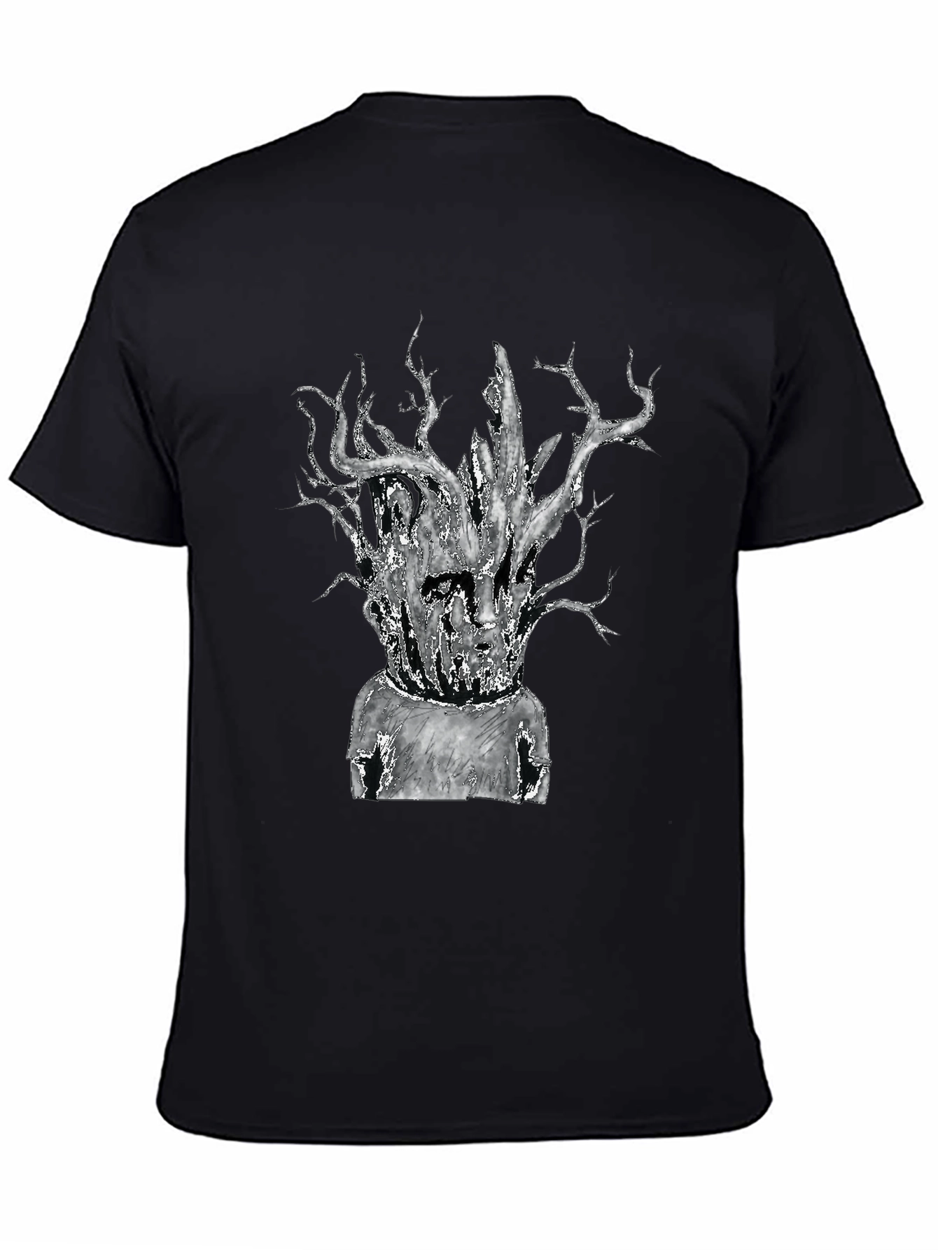Unique Tree-Head Graphic Black T-Shirt