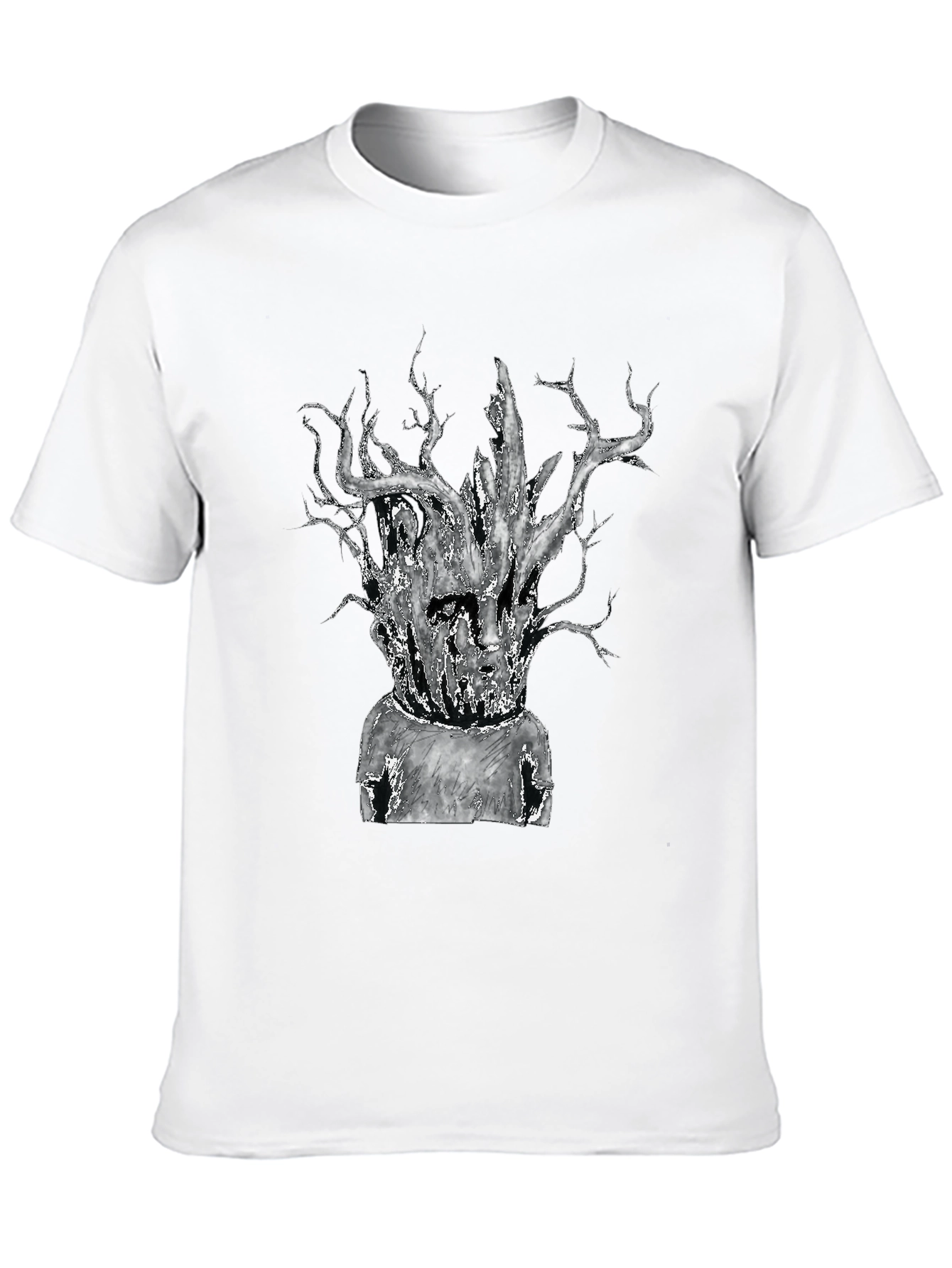 Unique Tree-Head Graphic Black T-Shirt