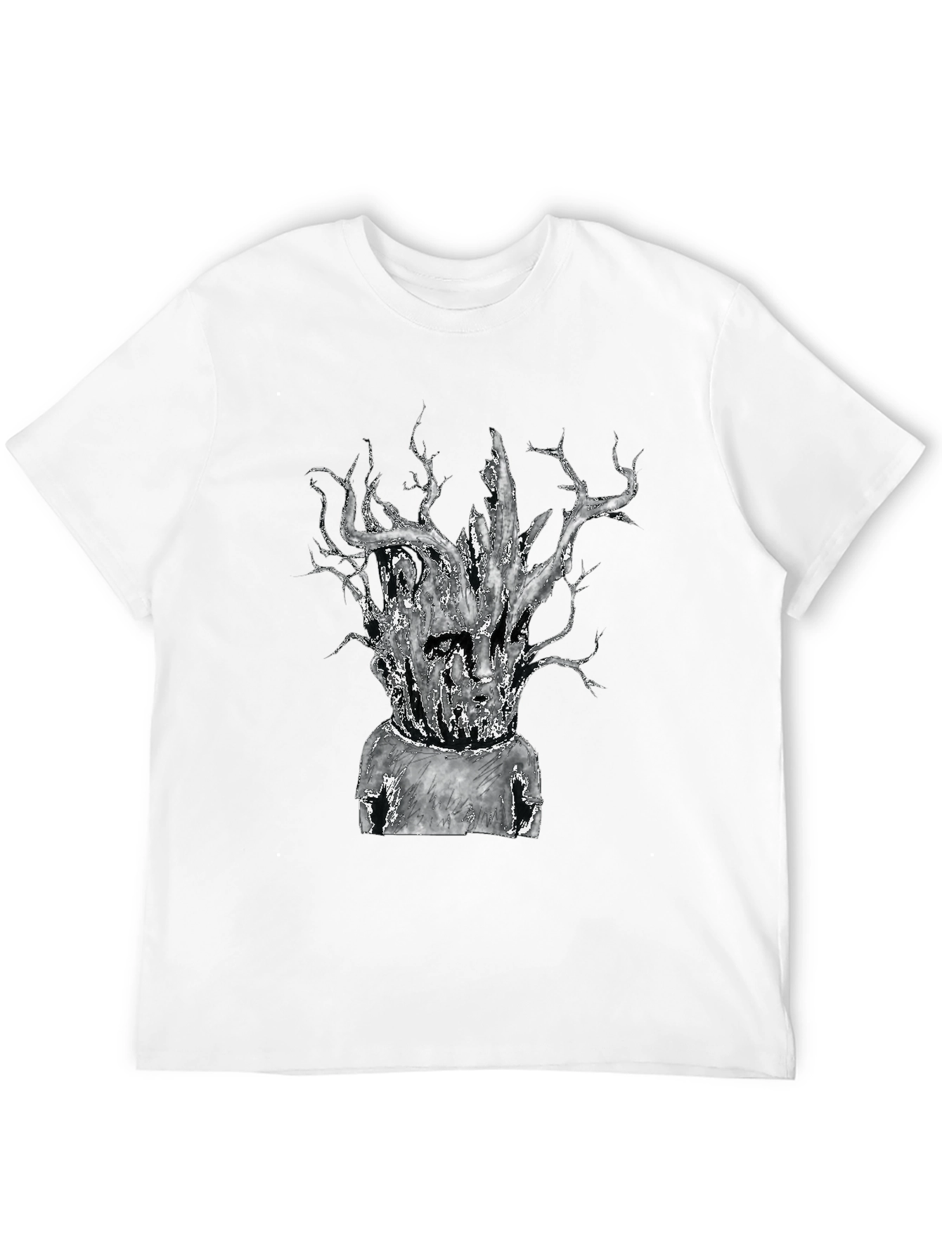 Unique Tree-Head Graphic Black T-Shirt