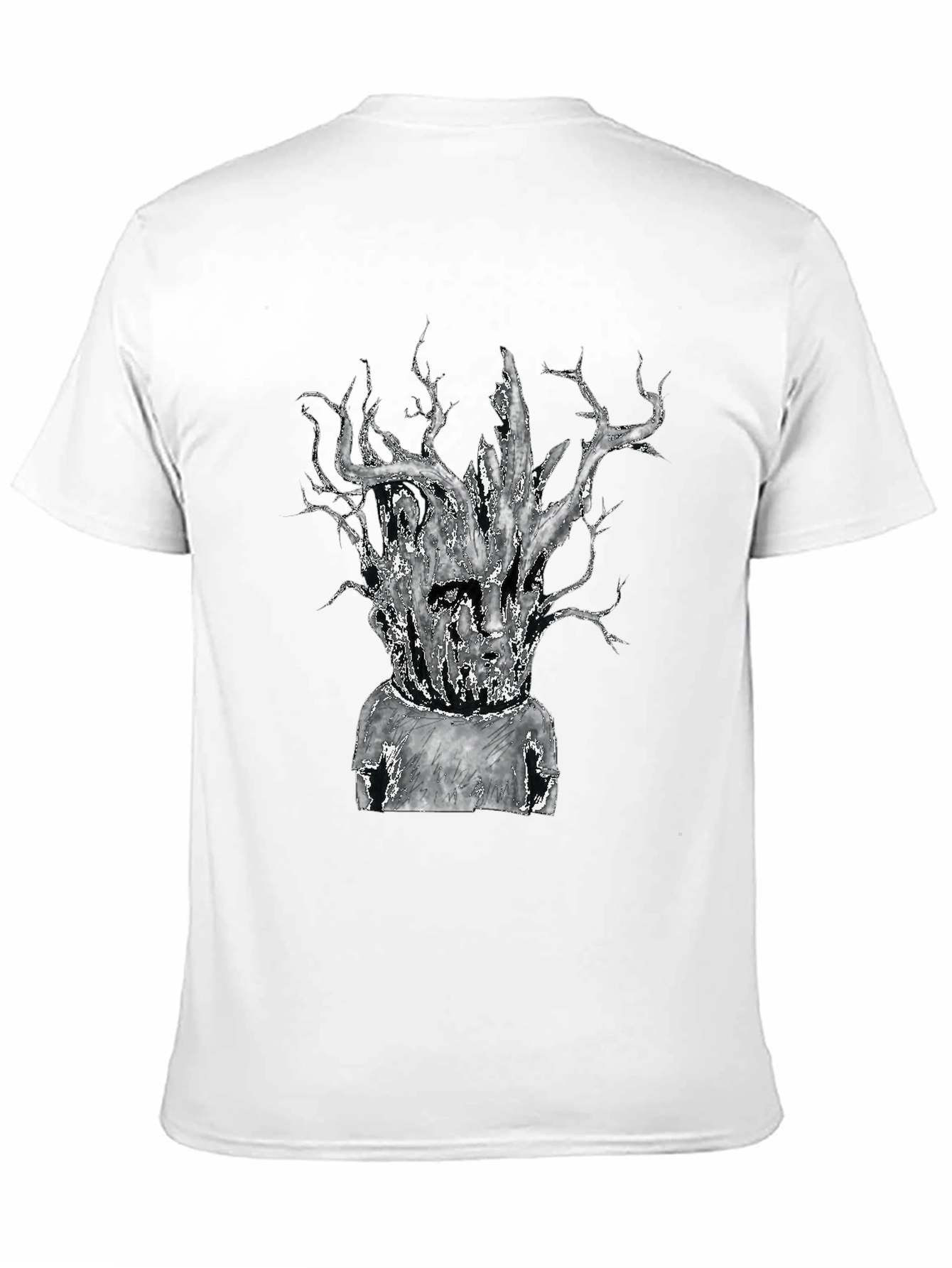 Unique Tree-Head Graphic Black T-Shirt