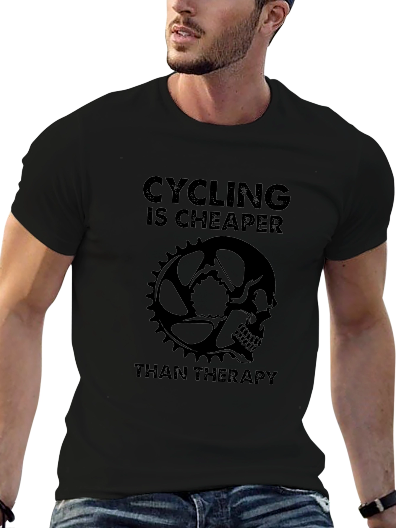Cycling Therapy Tee - Black Graphic T-Shirt