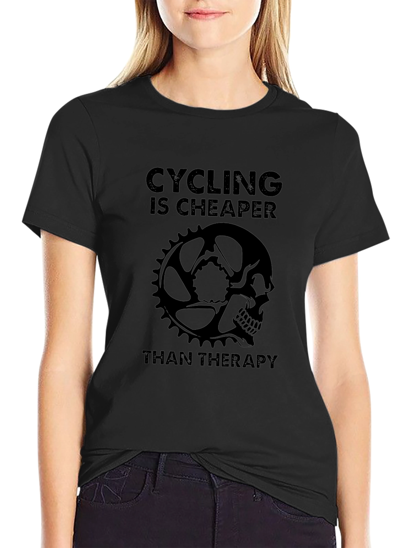 Cycling Therapy Tee - Black Graphic T-Shirt