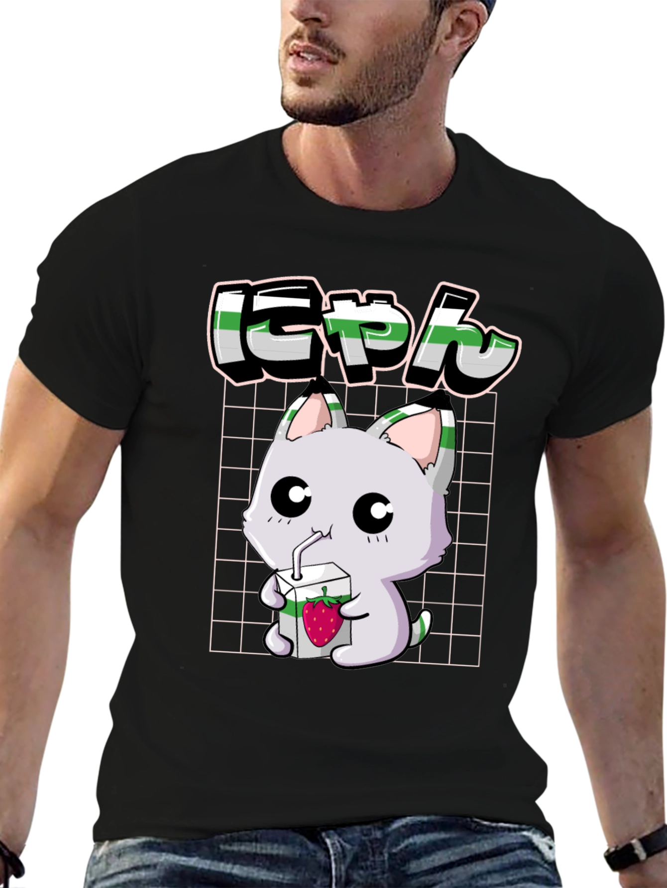 Anime Cat Strawberry Juice T-Shirt
