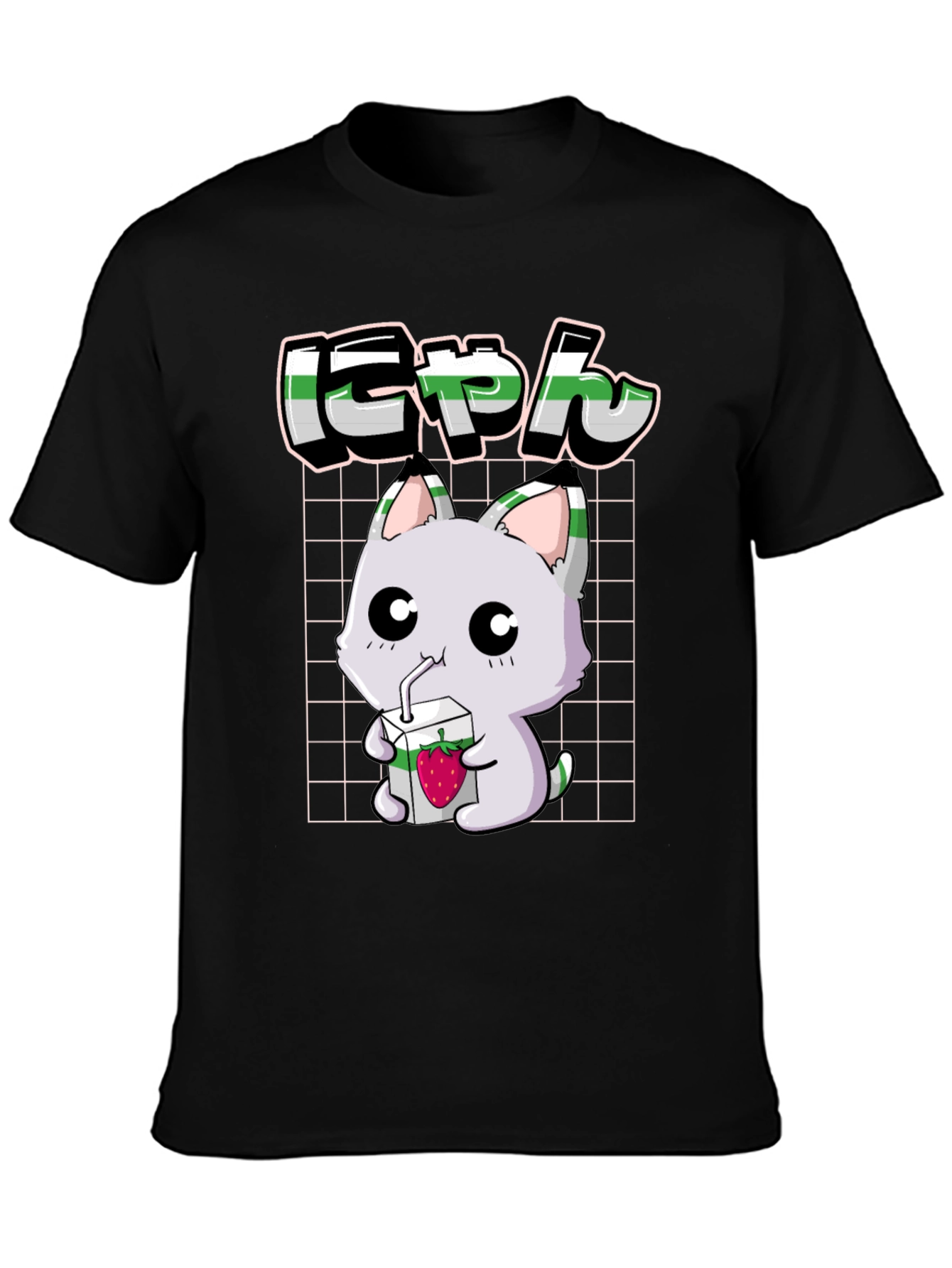 Anime Cat Strawberry Juice T-Shirt