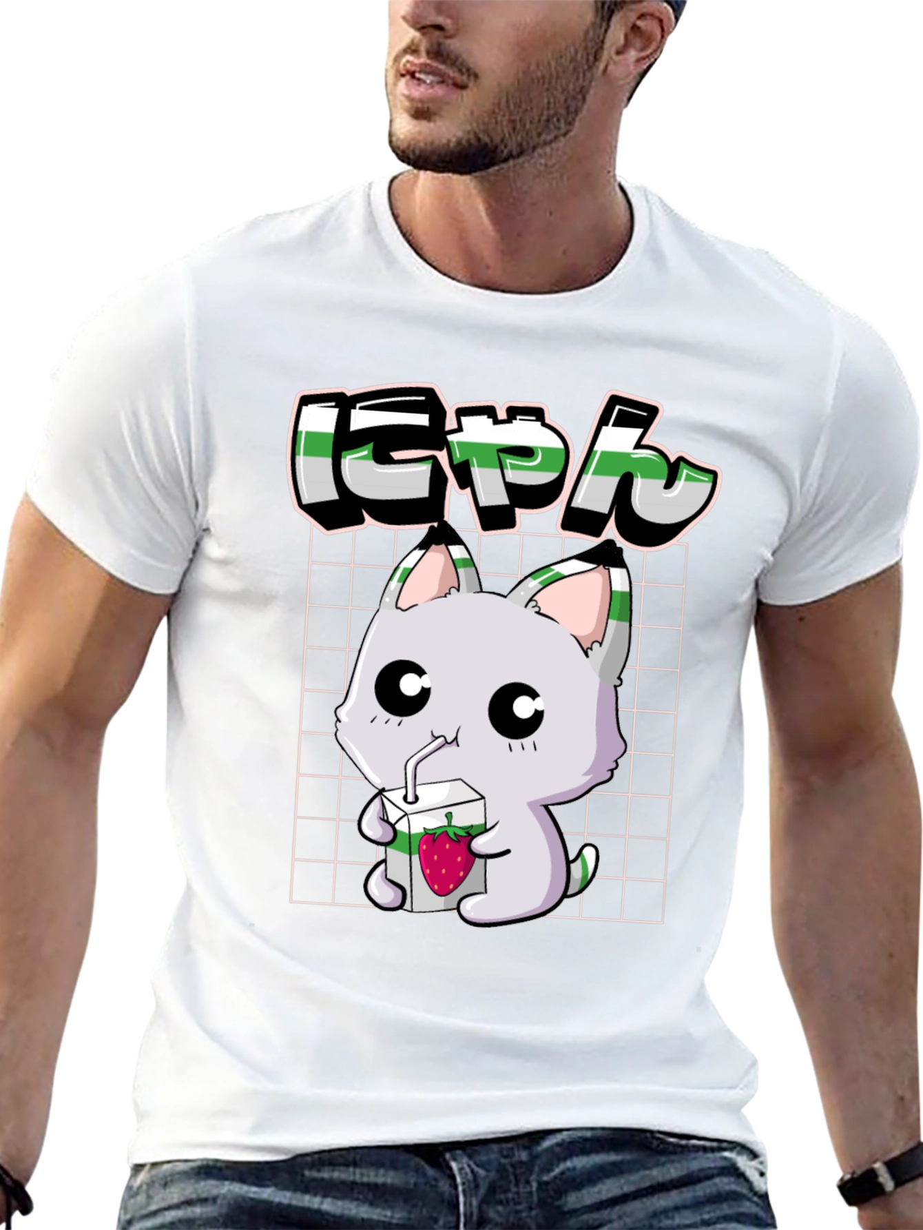 Anime Cat Strawberry Juice T-Shirt