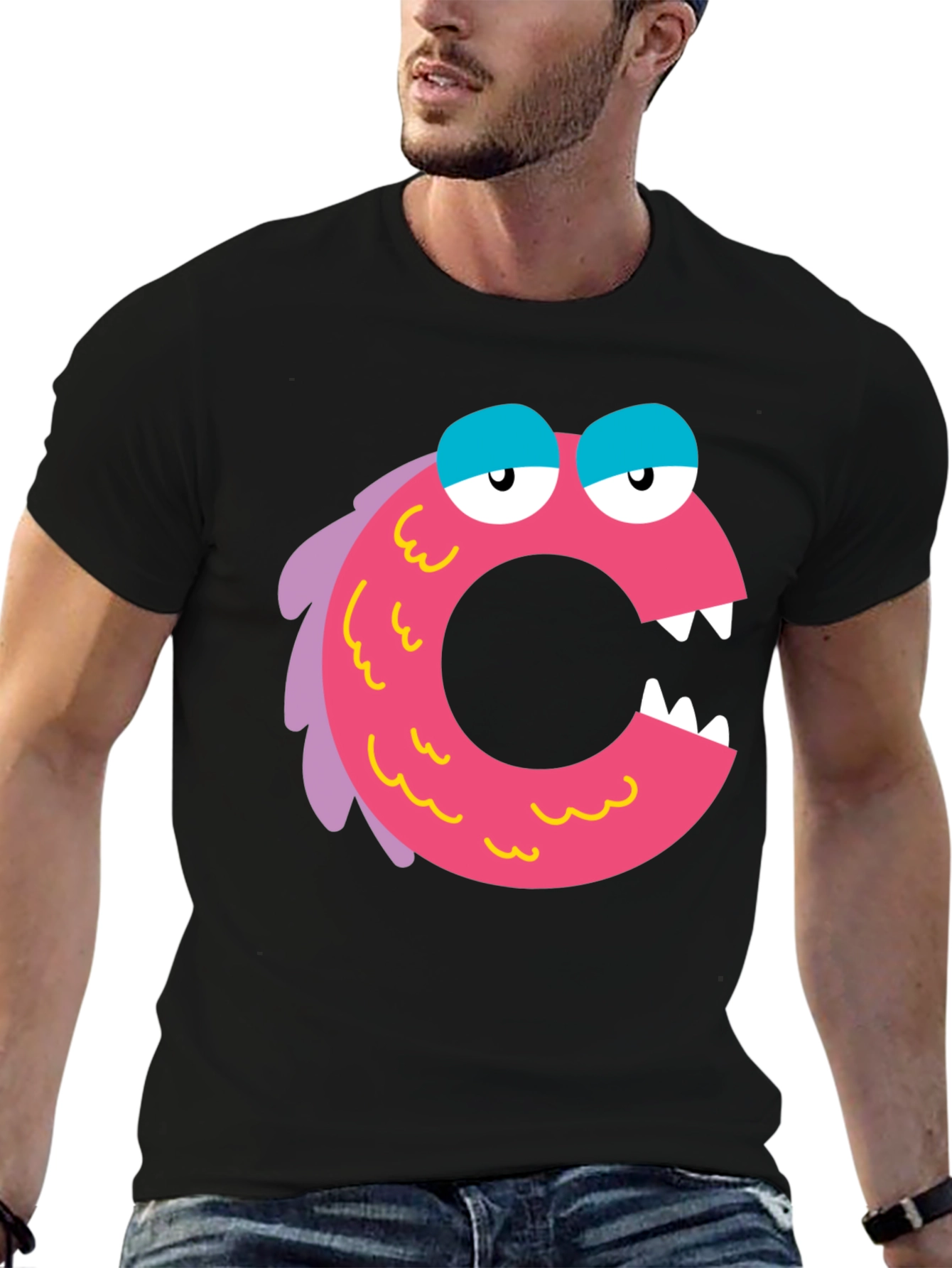 Monster Letter C Black T-Shirt