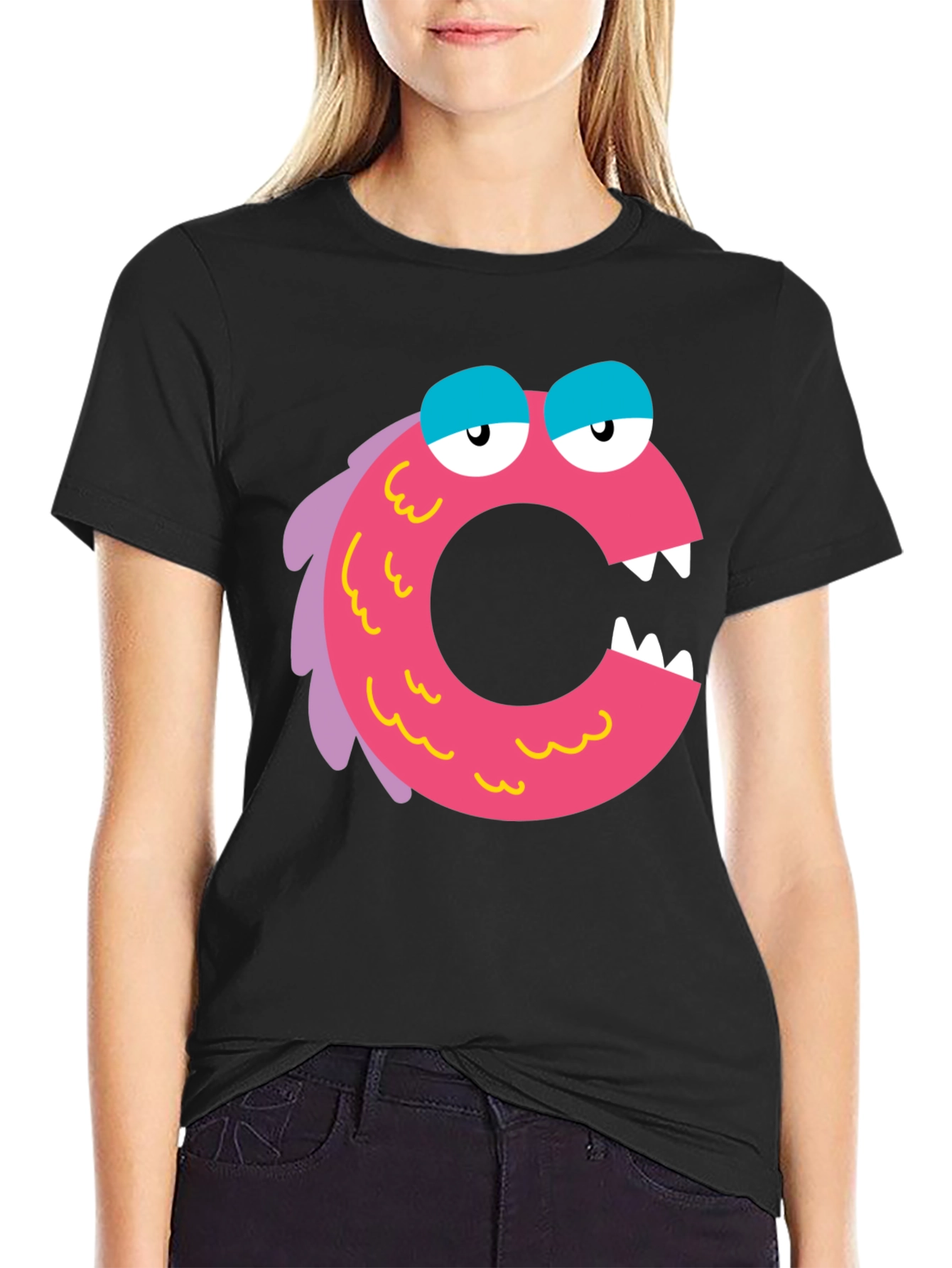 Monster Letter C Black T-Shirt