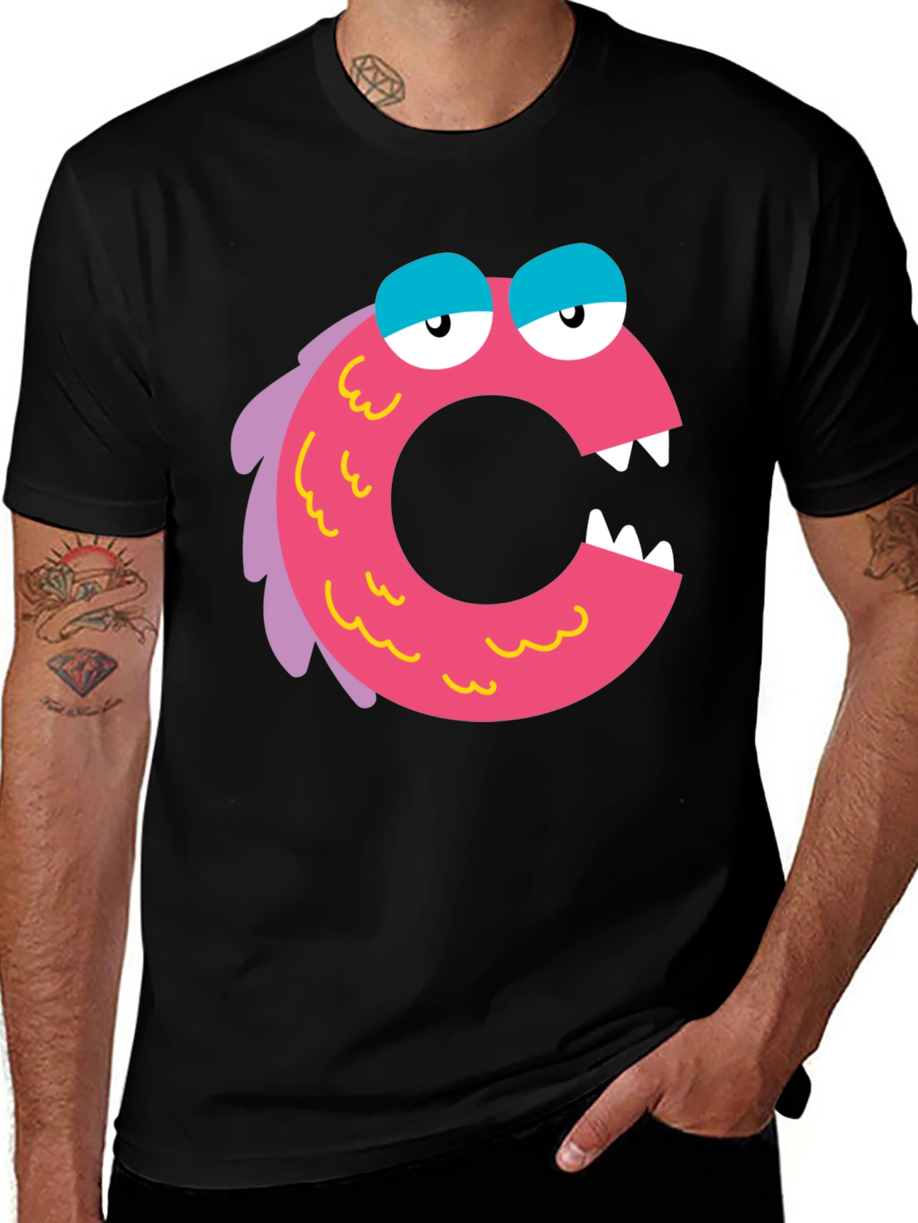 Monster Letter C Black T-Shirt