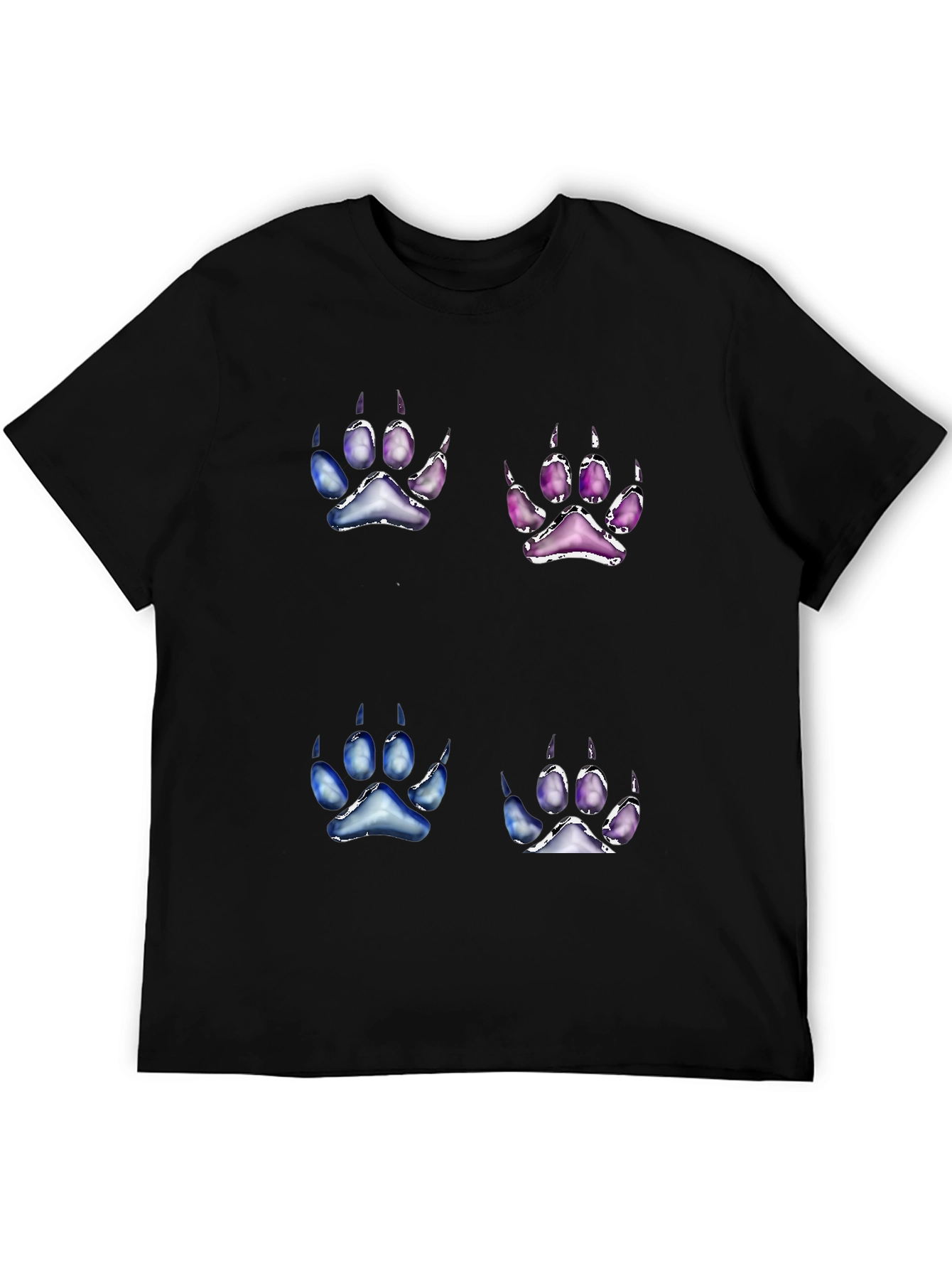 Unique Paw Print Graphic Tee - Black Cotton Blend