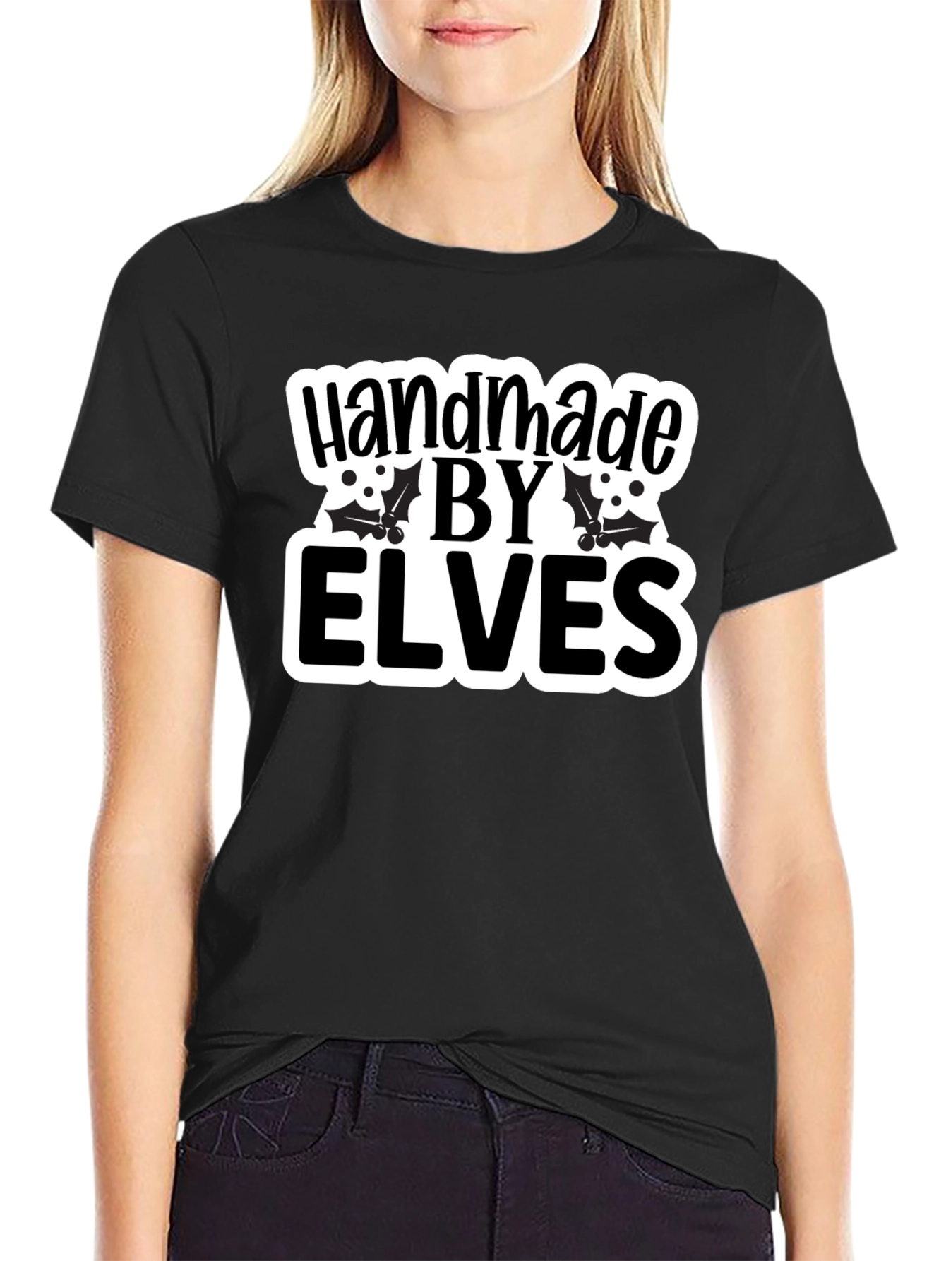 Handmade By Elves Black Holiday T-Shirt